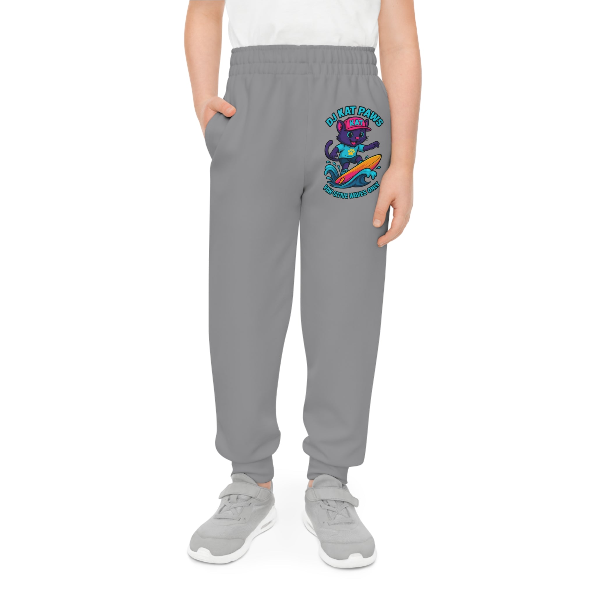 DJ KAT PAWS Paw-sitive Waves Only, Youth Joggers, Stay Cool, Play Safe, Be You, Casual Wear, Kids Activewear