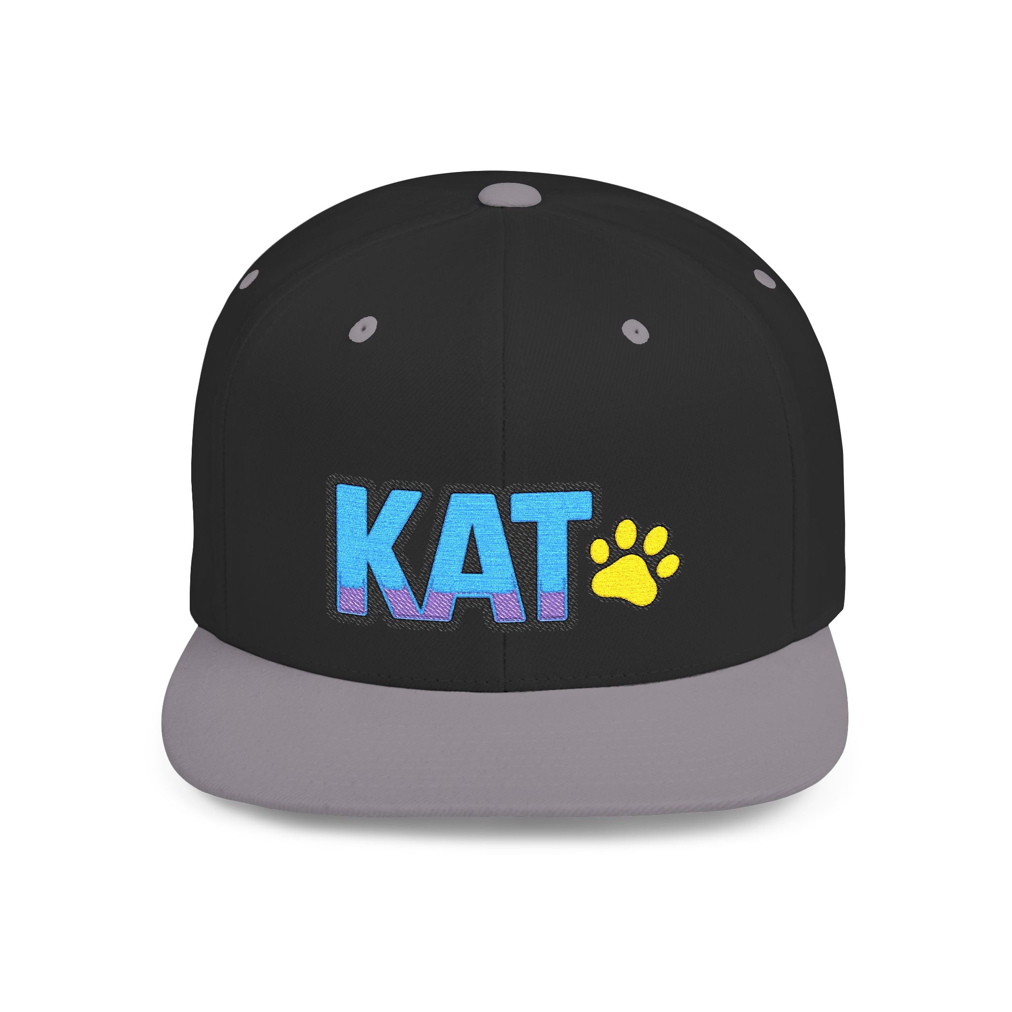 DJ Kat Paws Flat Bill Snapback Hat, Paw Print Cap for Music Lovers and Trendsetters