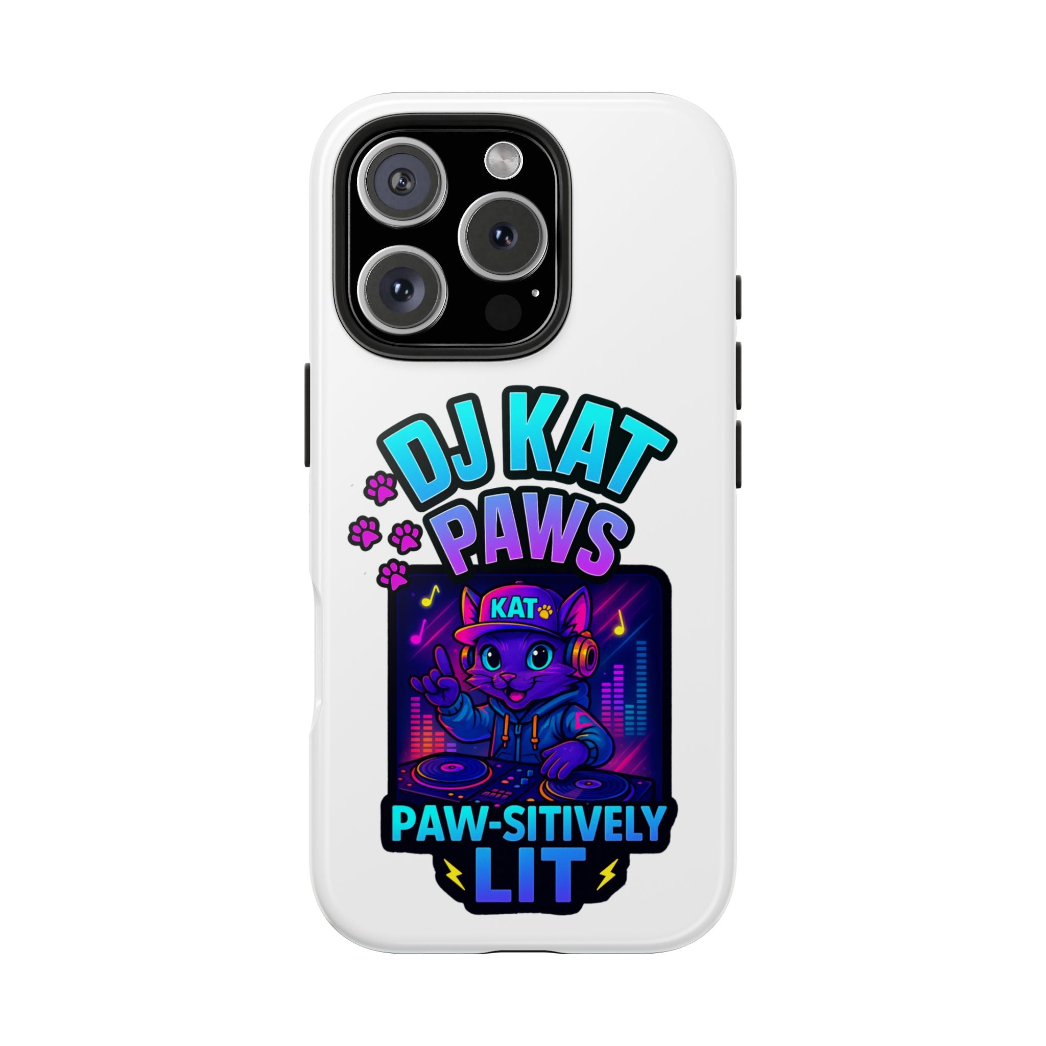 DJ KAT PAWS - Paw-sitively LIT | Tough Phone Cases - Unique Gift for Cat Lovers, Funny Phone Accessory, Music Lover's Case, Pet Owner Present