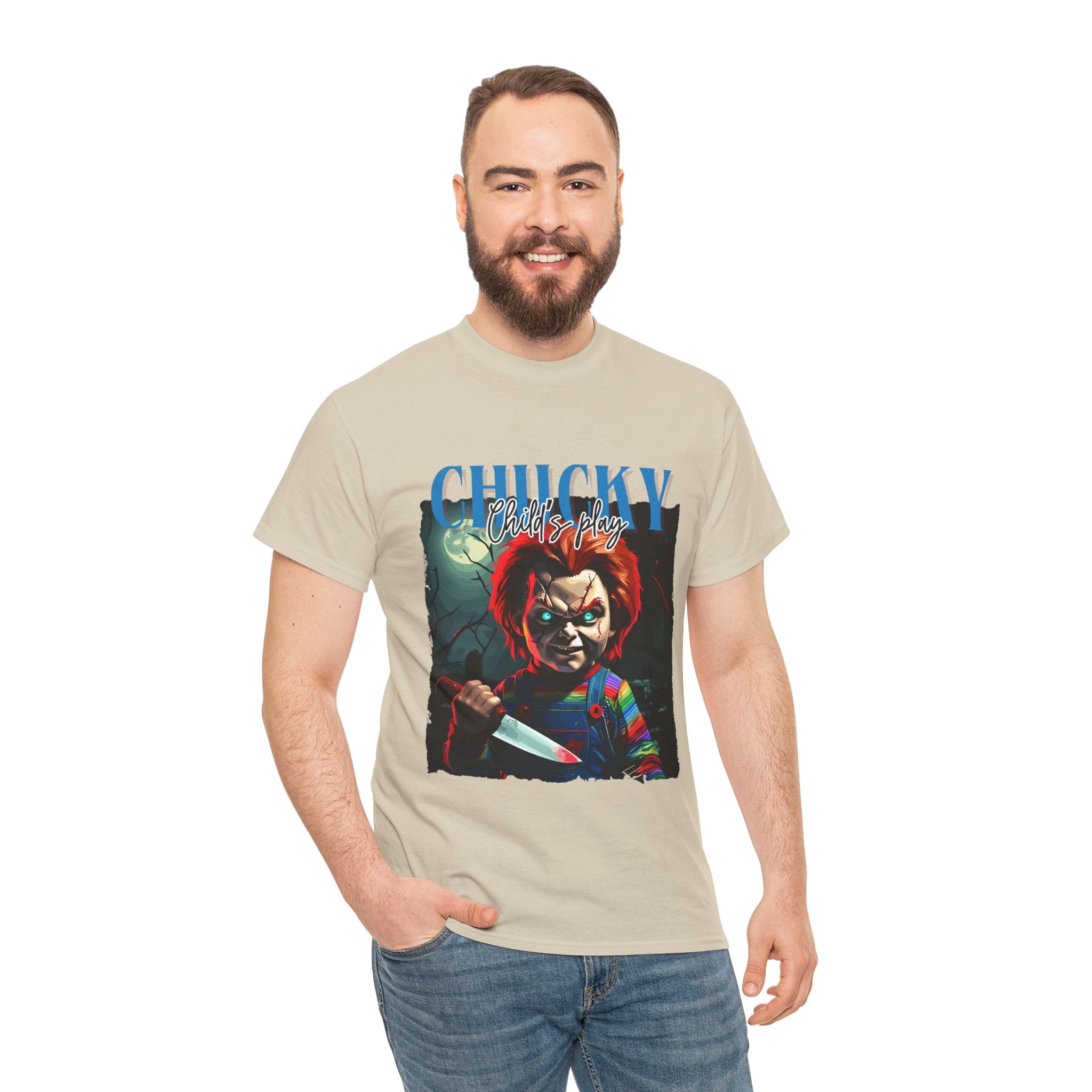 Chucky Horror Graphic Tee, Unisex Cotton Shirt, Halloween Costume, Horror Movie Gift, Spooky T-Shirt, Horror Fan Apparel