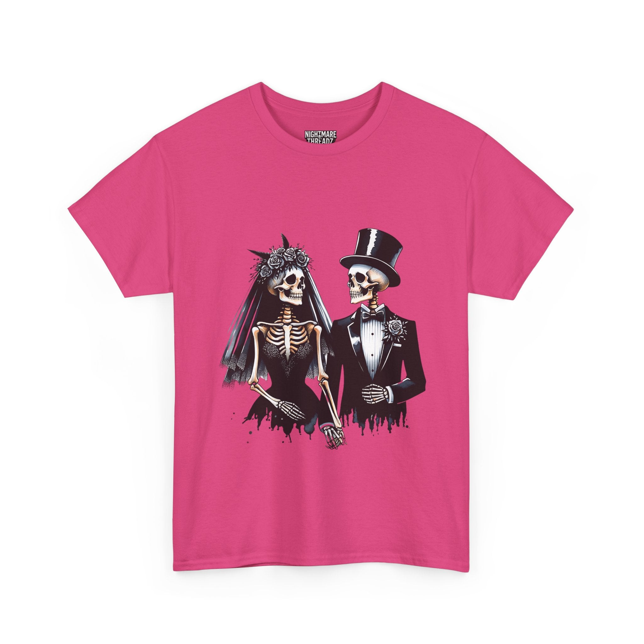 Skeleton Bride and Groom Wedding Tee - Horror Graphic Tee, Unisex Cotton Shirt, Halloween Costume, Horror Movie Gift, Spooky T-Shirt, Horror Fan Apparel