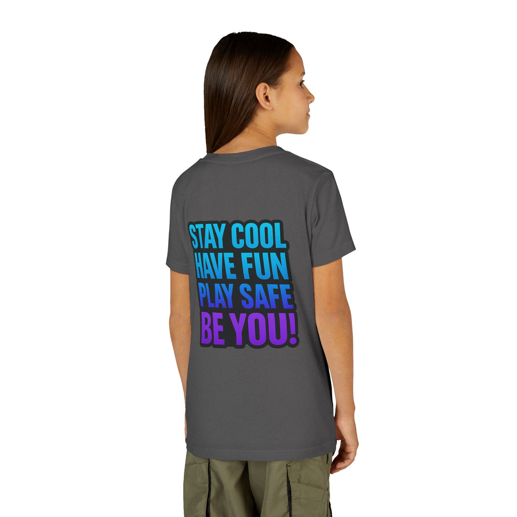 DJ KAT PAWS Paw-sitively Shredding, Skateboarding Youth Tee | Fun Summer Shirt, Motivational Kids T-Shirt, Birthday Gift for Boys & Girls