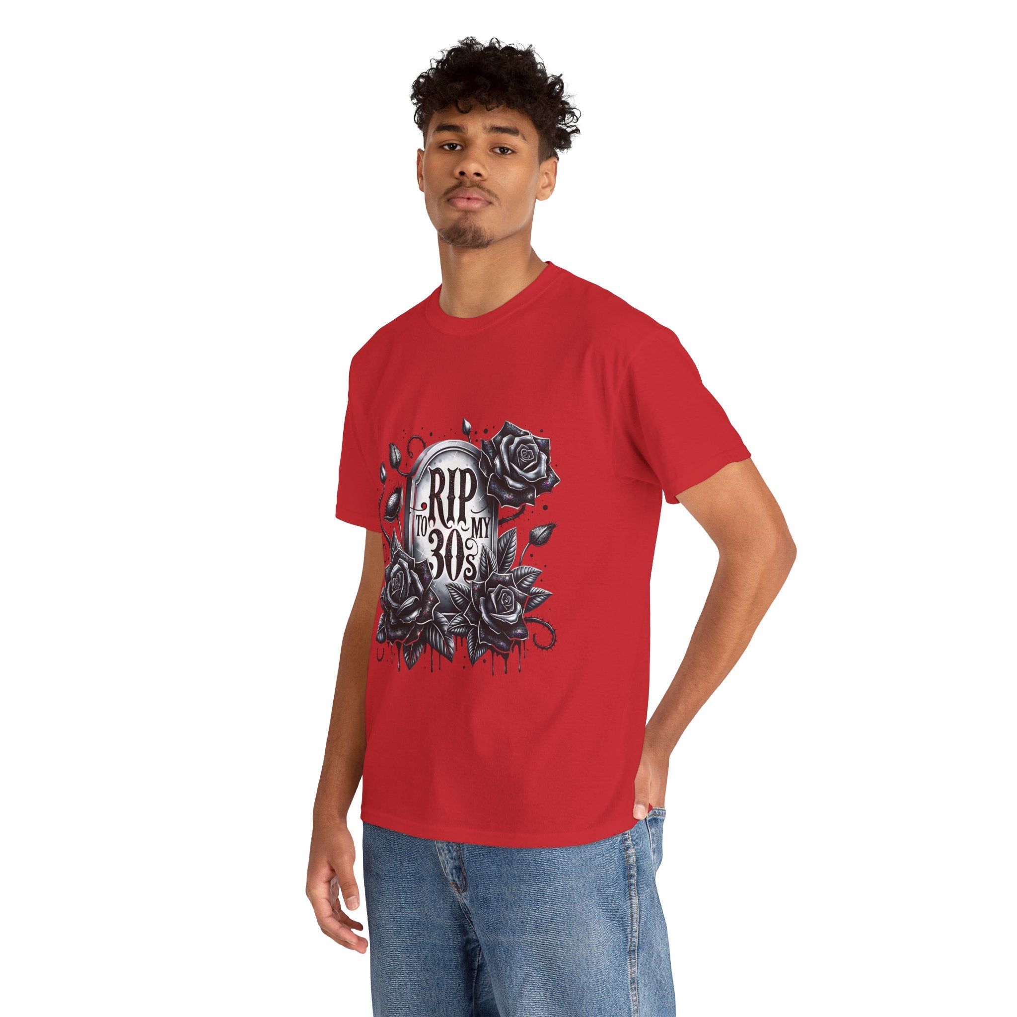 RIP to My 30s, Heavy, Unisex Graphic Shirt, Birthday Gift, Casual Wear, Vintage Style, Floral Design T-shirt