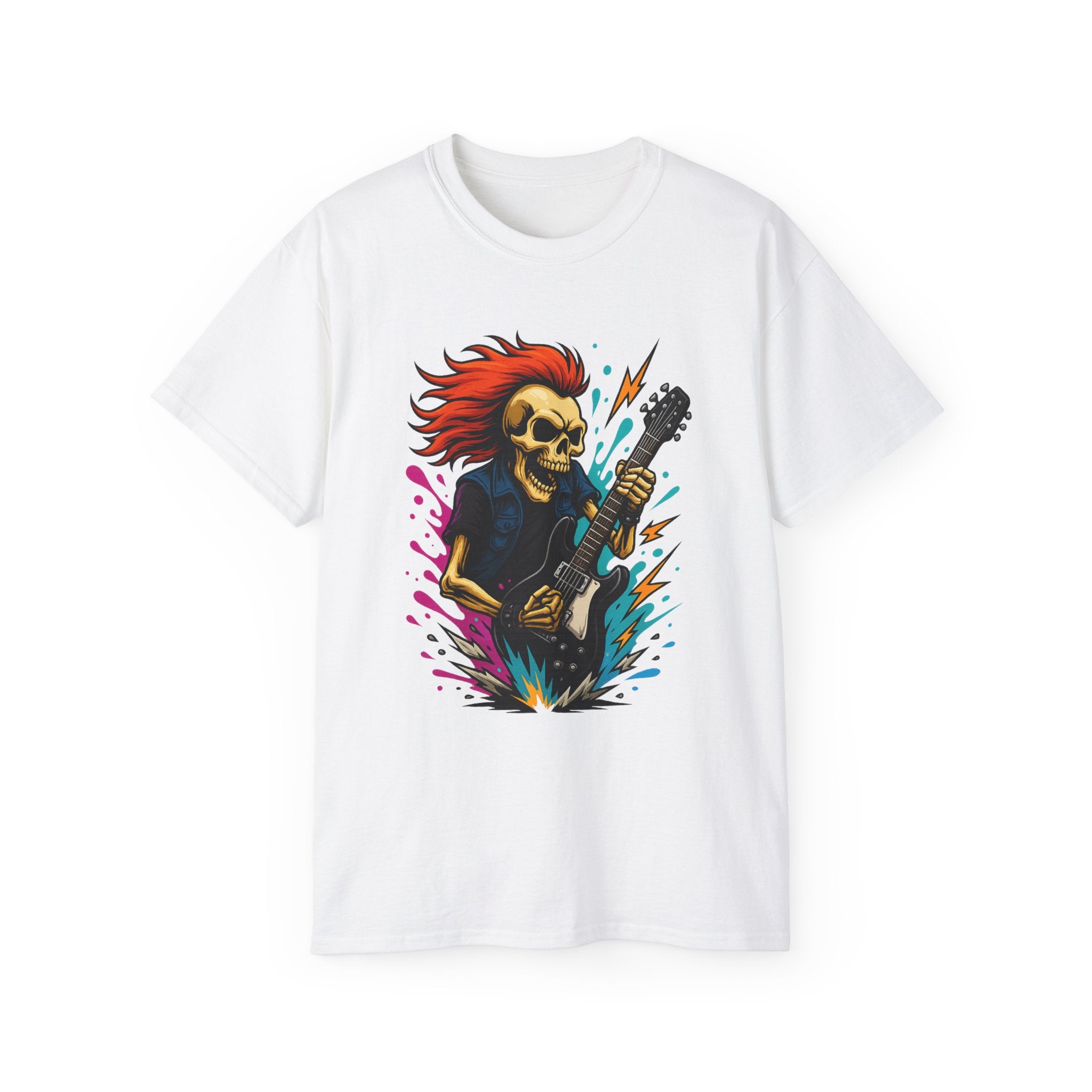 Rockin' Skull T-Shirt - Perfect for Music Lovers, Festival Gear, Halloween, Gift for Musicians, Vintage Band Tee, Casual Wear