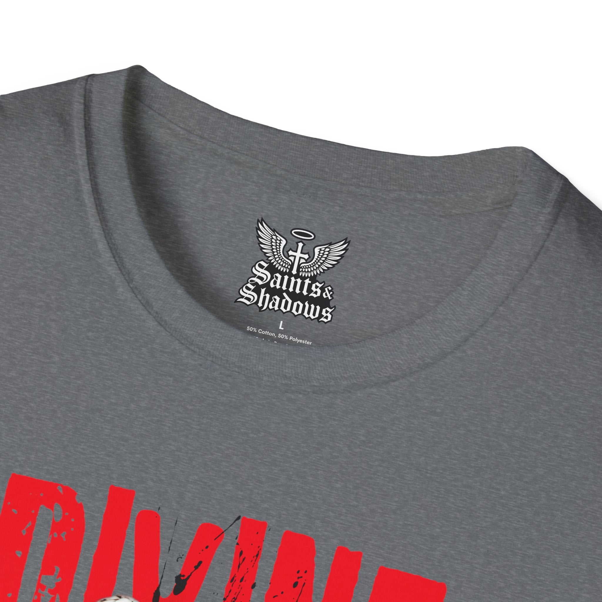 Saints and Shadows - Divine Death, Angelic Artwork Unisex Softstyle T-Shirt, Casual Wear