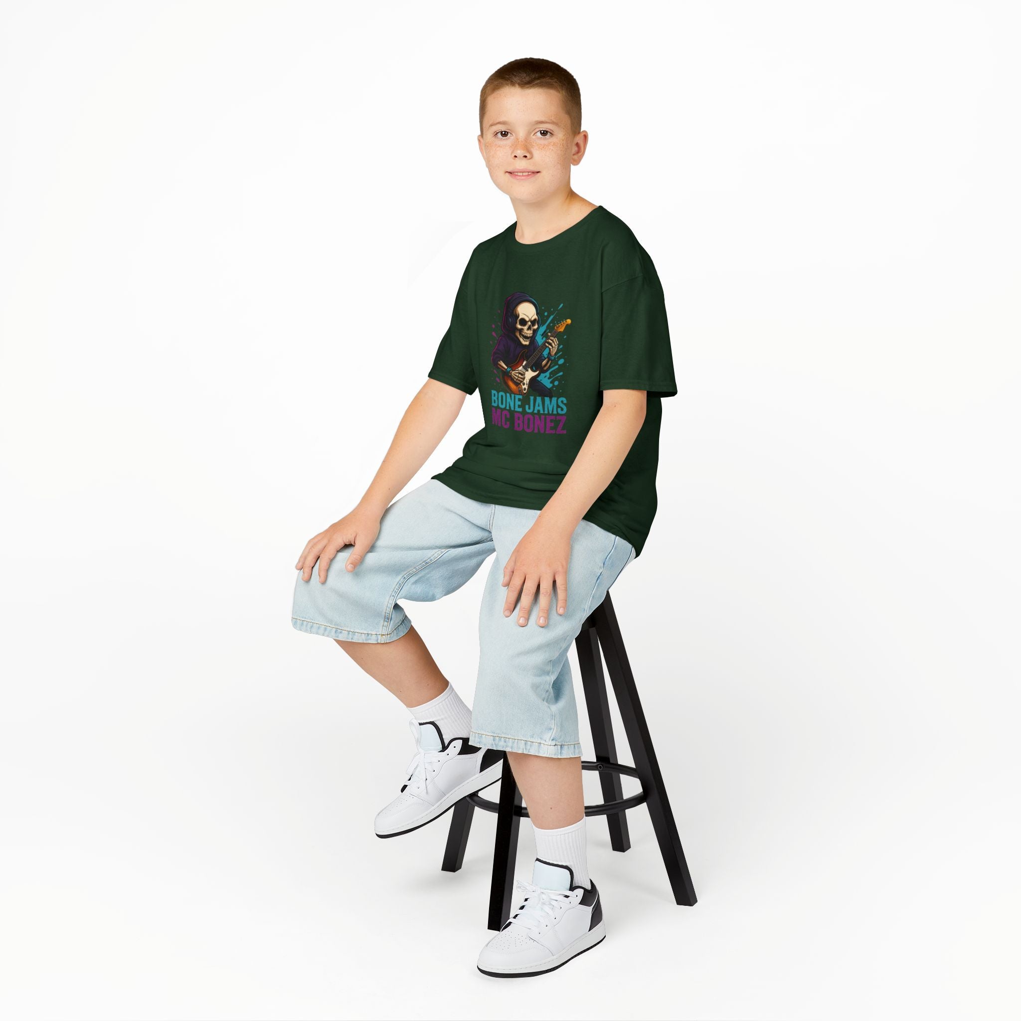 Bone Jams MC Bonez, Kids Tee | Guitar Edition | Cool Graphic Tee, Music Fan Shirt, Unique Gift for Young Musicians