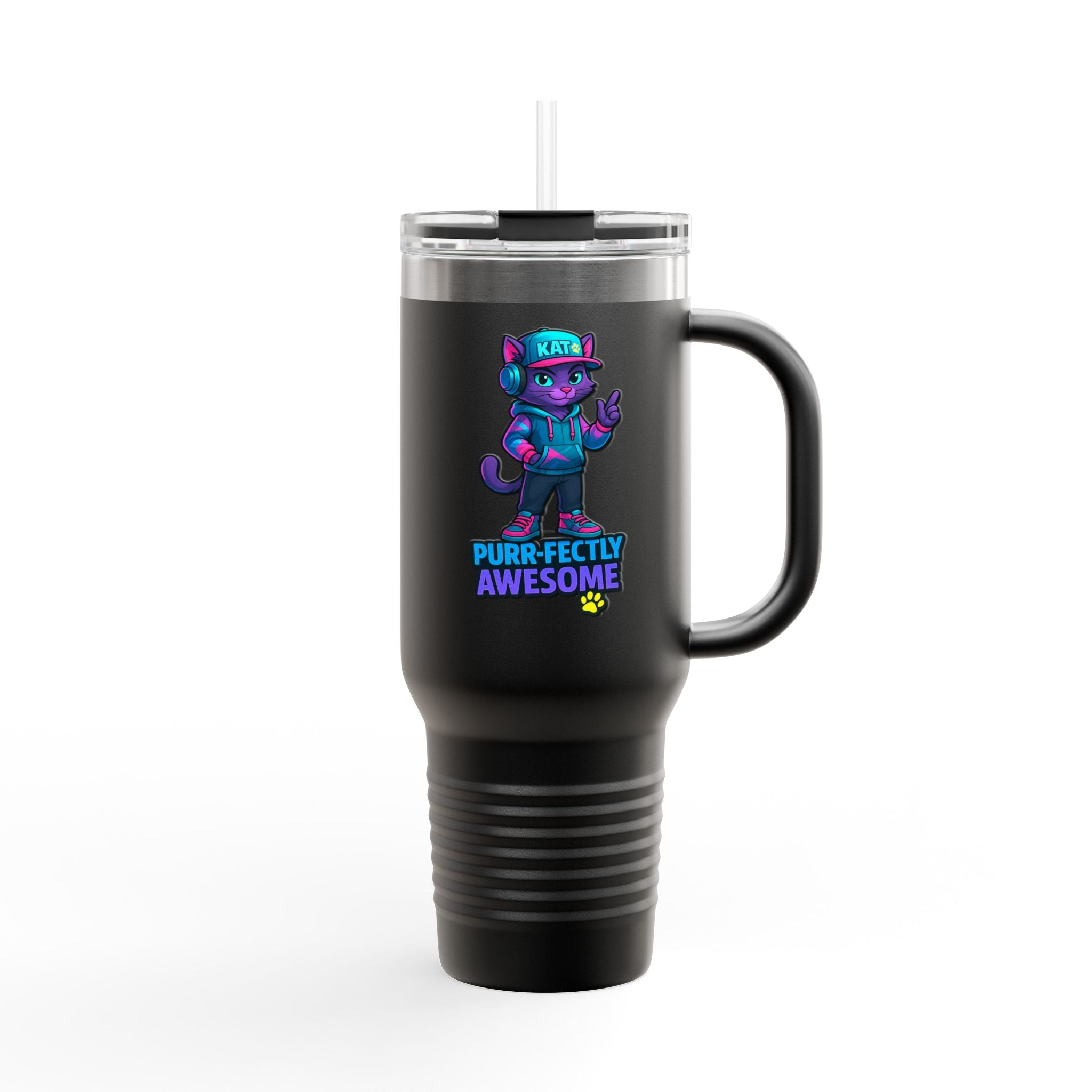 DJ KAT Paws - Purr-fectly Awesome Insulated Travel Mug, 40oz