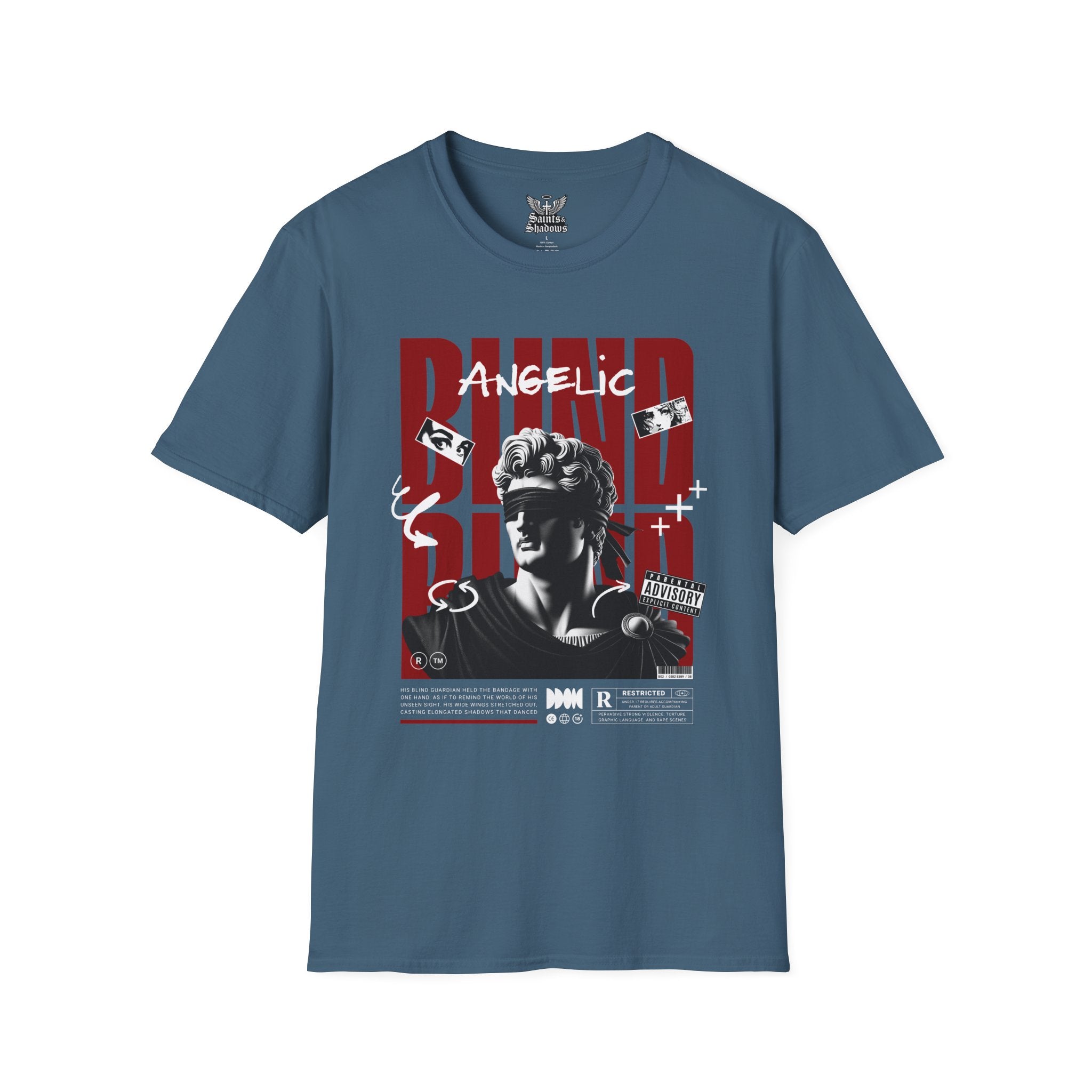Saints and Shadows - Blind, Angelic Artwork Unisex Softstyle T-Shirt, Casual Wear