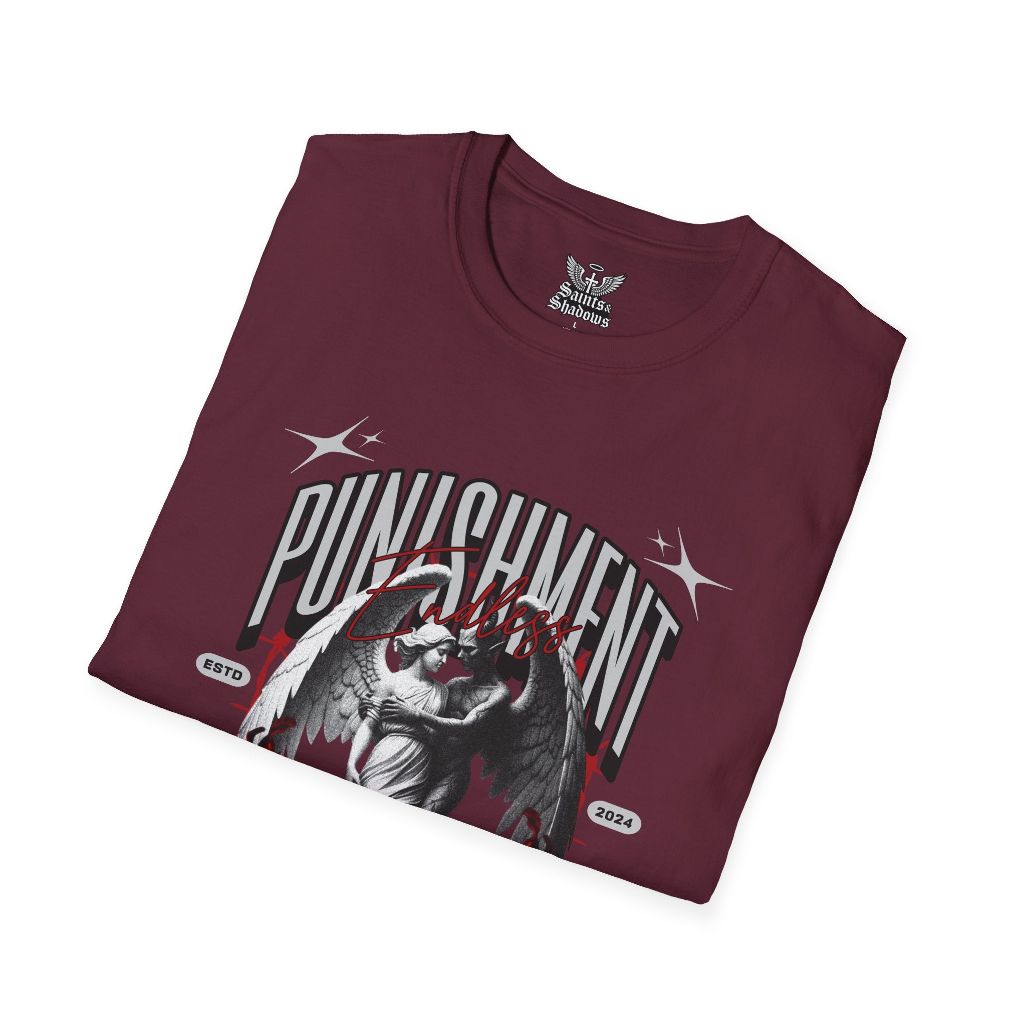 Saints and Shadows - Punishment, Angelic Artwork Unisex Softstyle T-Shirt, Casual Wear