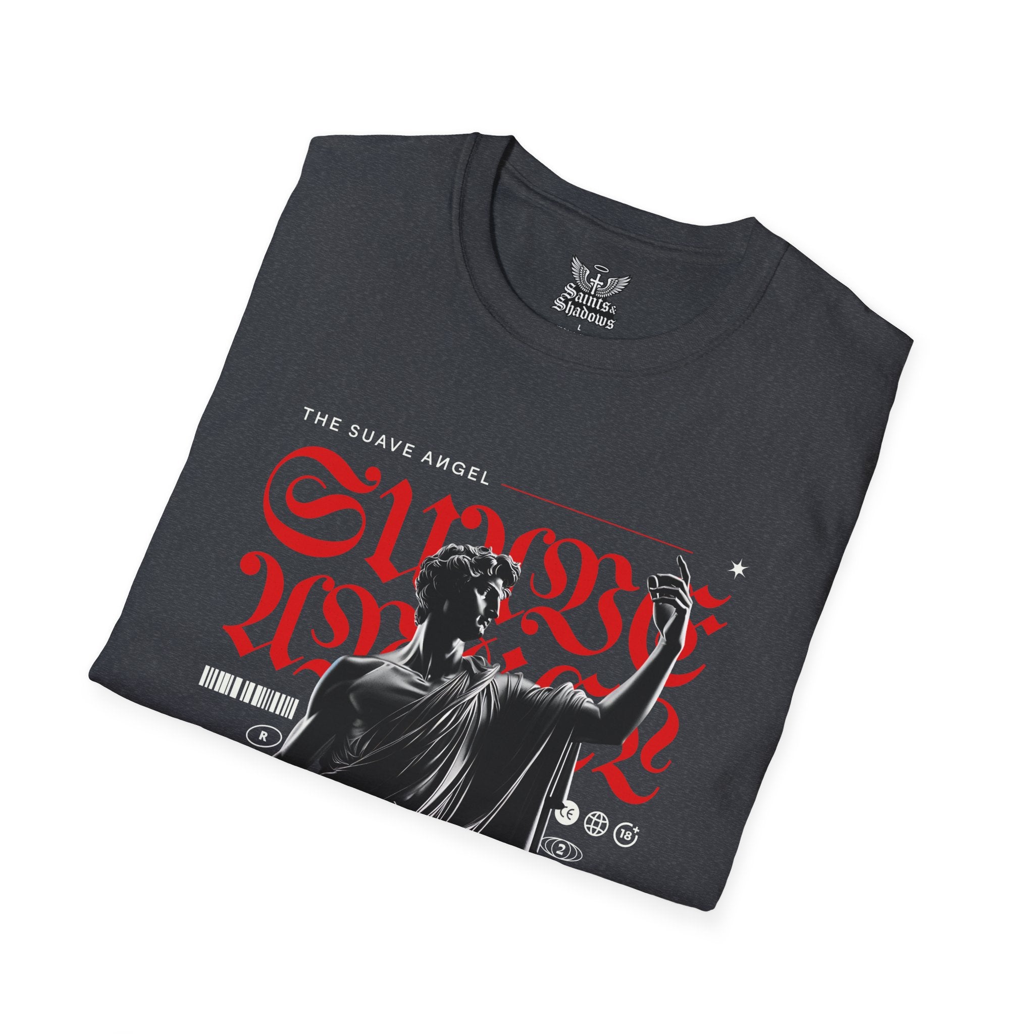 Saints and Shadows - The Suave Angel, Angelic Artwork Unisex Softstyle T-Shirt, Casual Wear