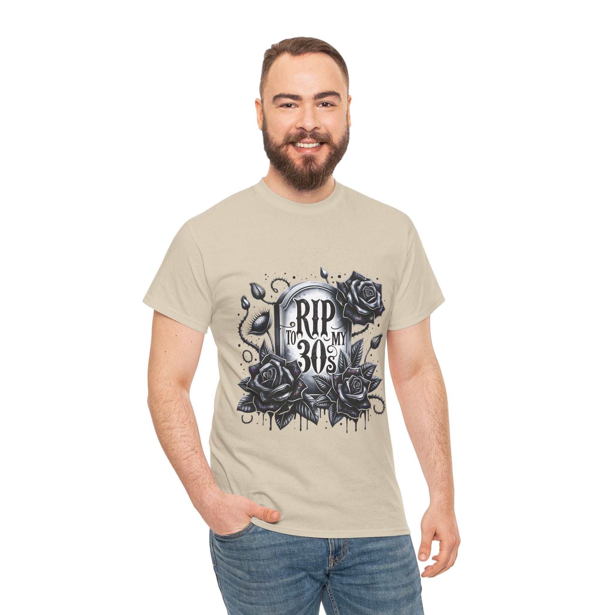 RIP to My 30s, Heavy, Unisex Graphic Shirt, Birthday Gift, Casual Wear, Vintage Style, Floral Design T-shirt
