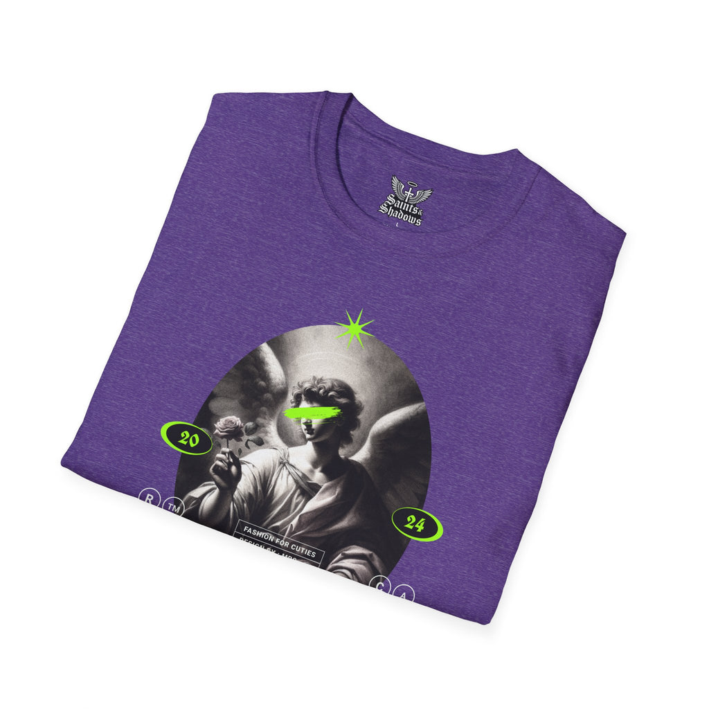 Saints and Shadows - Panoramic Portrayal, Angelic Artwork Unisex Softstyle T-Shirt, Casual Wear