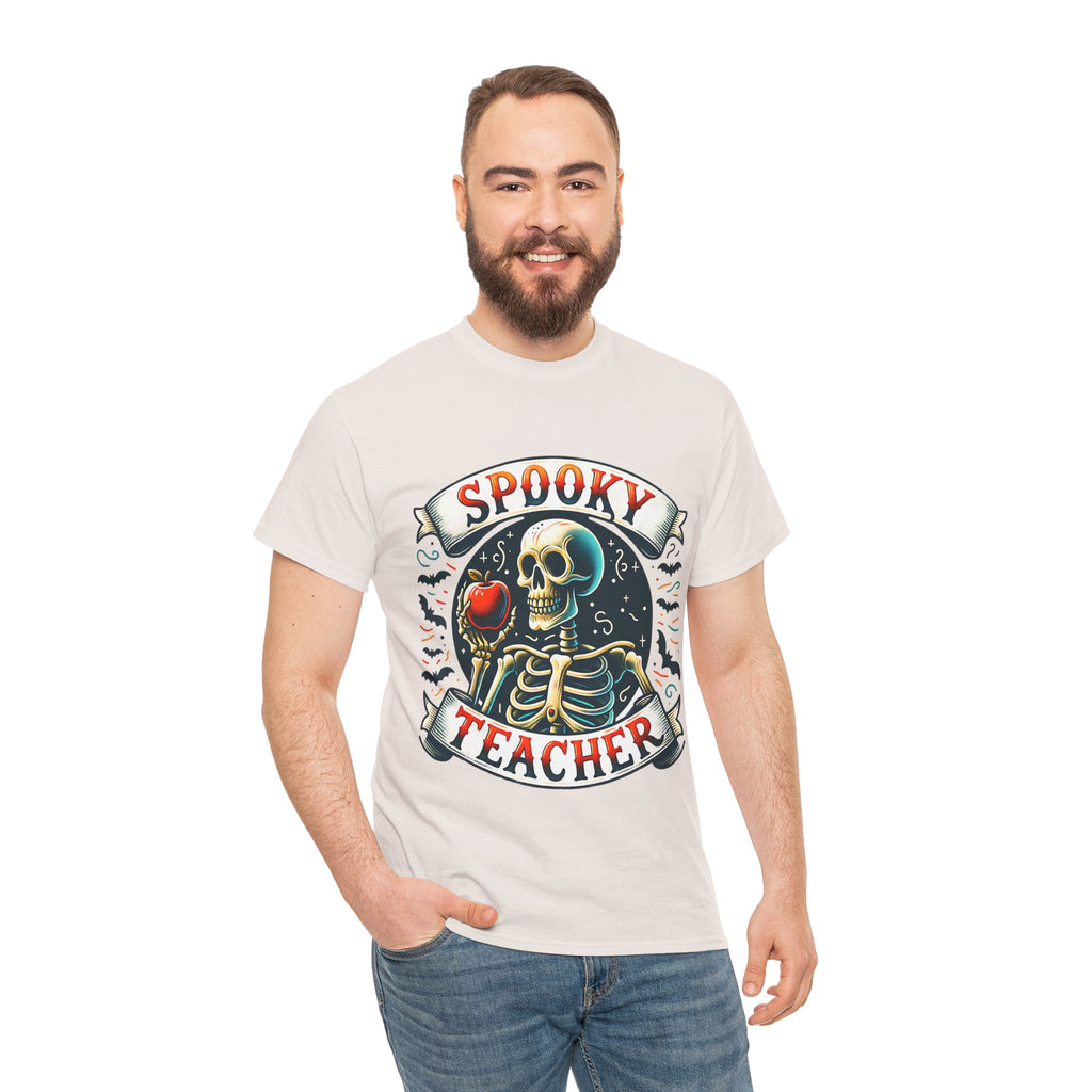 Spooky Teacher Tee, Halloween Shirt, Unisex Cotton T-Shirt, Funny Teacher Gift, Skeleton Design, Fall Apparel