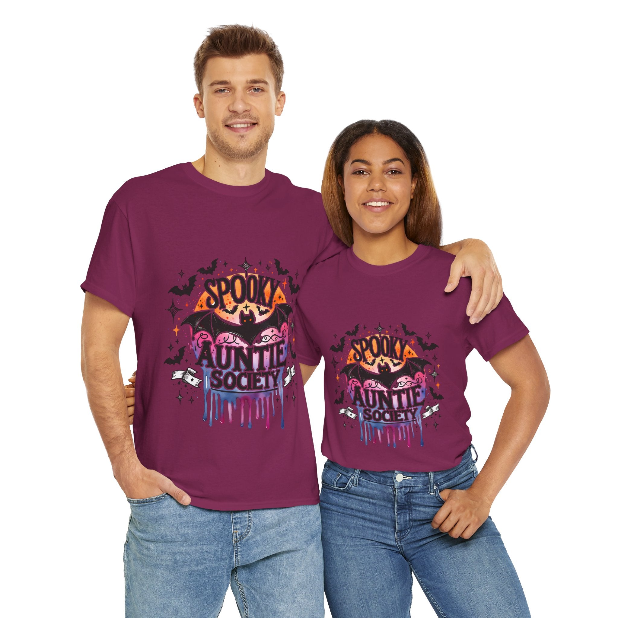 Spooky Auntie Society Tee, Ghost Lovers T-Shirt, Halloween Costume Shirt, Unisex Graphic Tee, Fun Family Gathering Apparel