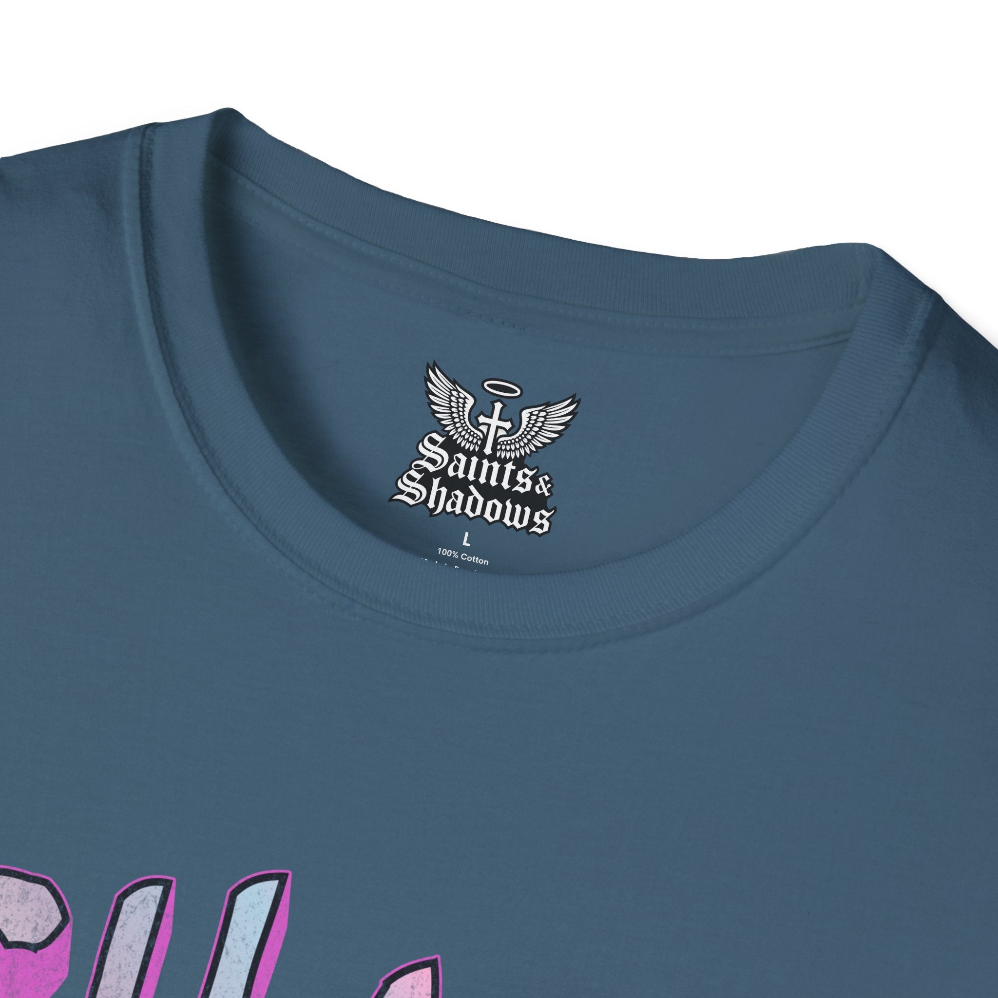 Saints and Shadows - Chaos, Angelic Artwork Unisex Softstyle T-Shirt, Casual Wear