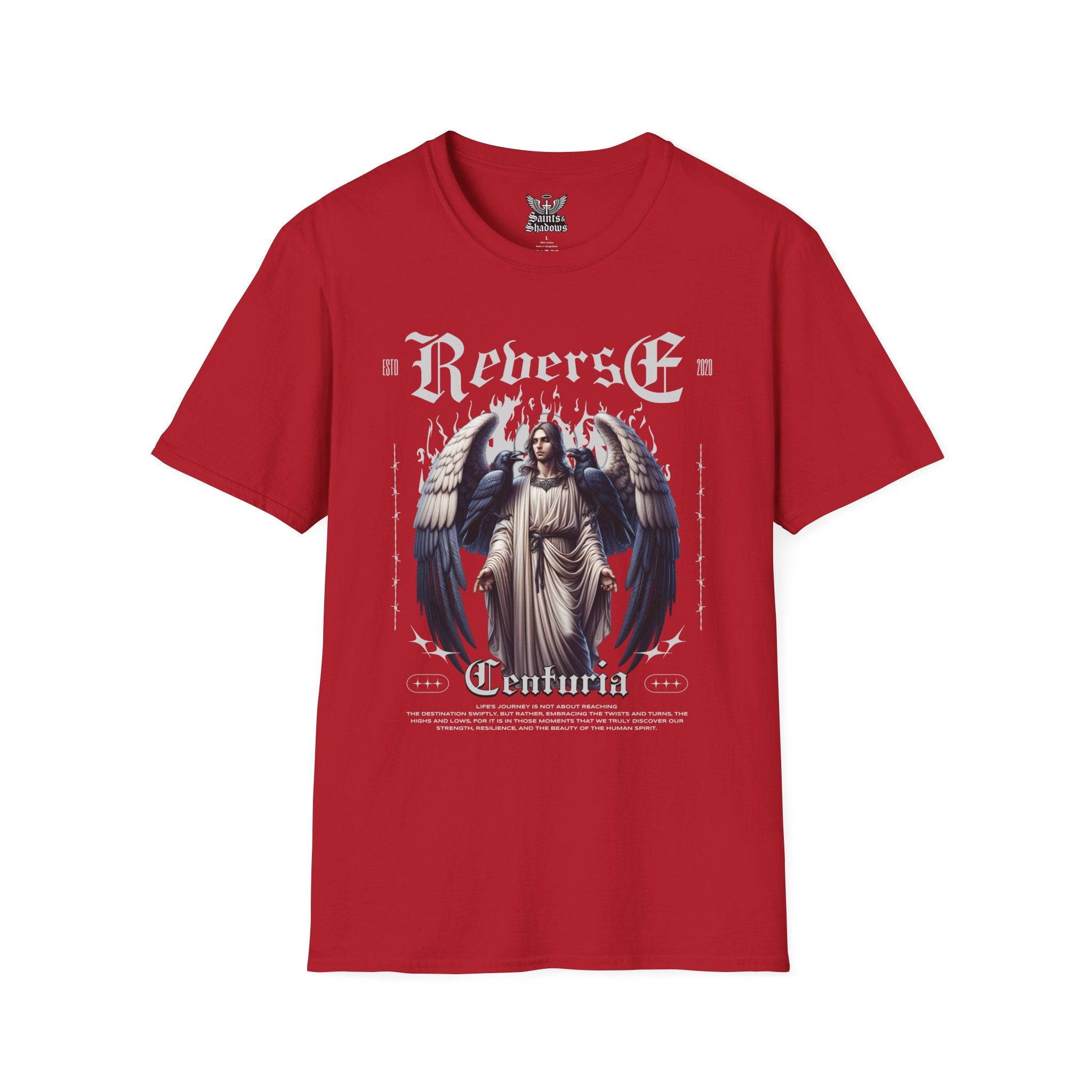 Saints and Shadows - Reverse Centuria, Angelic Artwork Unisex Softstyle T-Shirt, Casual Wear