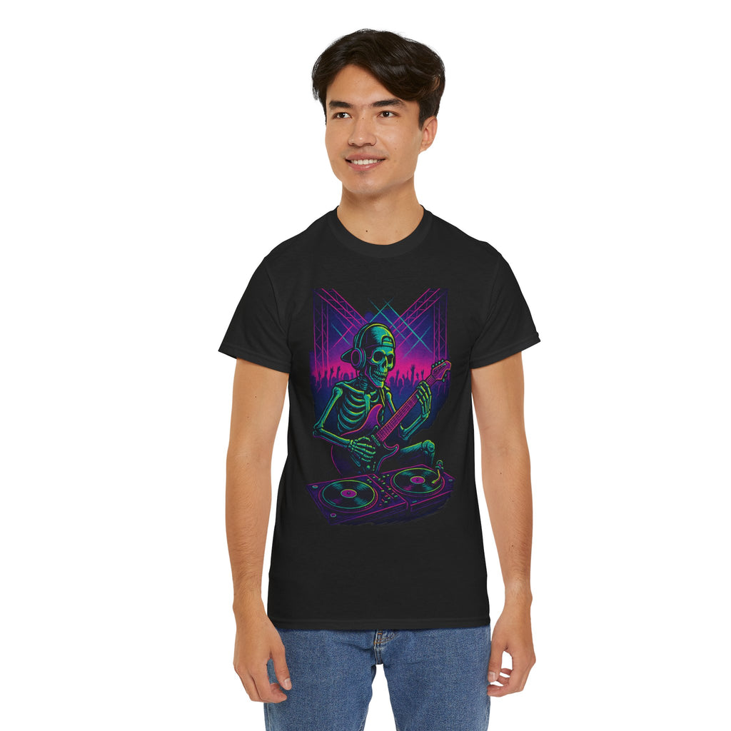 Bone Jams Rockin’ Skeleton, Tee | Loud Enough to Wake the Dead | Unisex Cotton Shirt for Music Lovers, Concerts, Halloween, Gifts