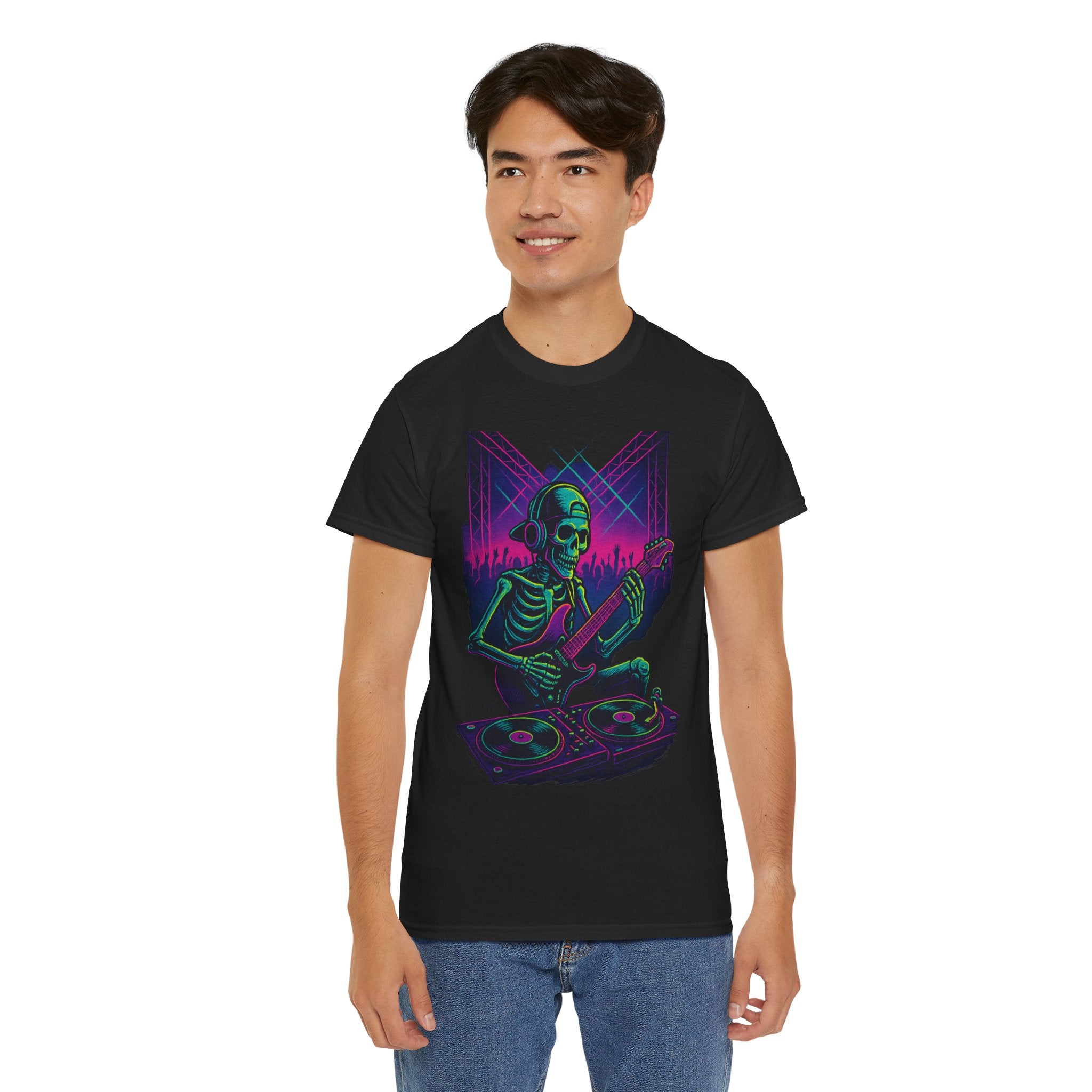 Bone Jams Rockin’ Skeleton, Tee | Loud Enough to Wake the Dead | Unisex Cotton Shirt for Music Lovers, Concerts, Halloween, Gifts
