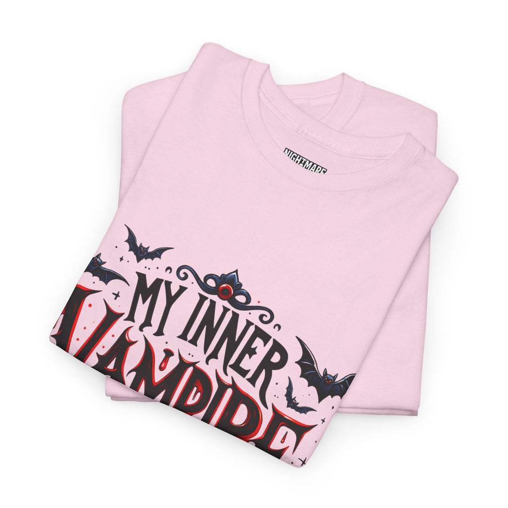 My Inner Vampire Hates Mornings, Tee - Unisex Heavy Cotton Shirt for Halloween, Gifts, Casual Wear, Funny T-Shirt, Vampire Lover Apparel