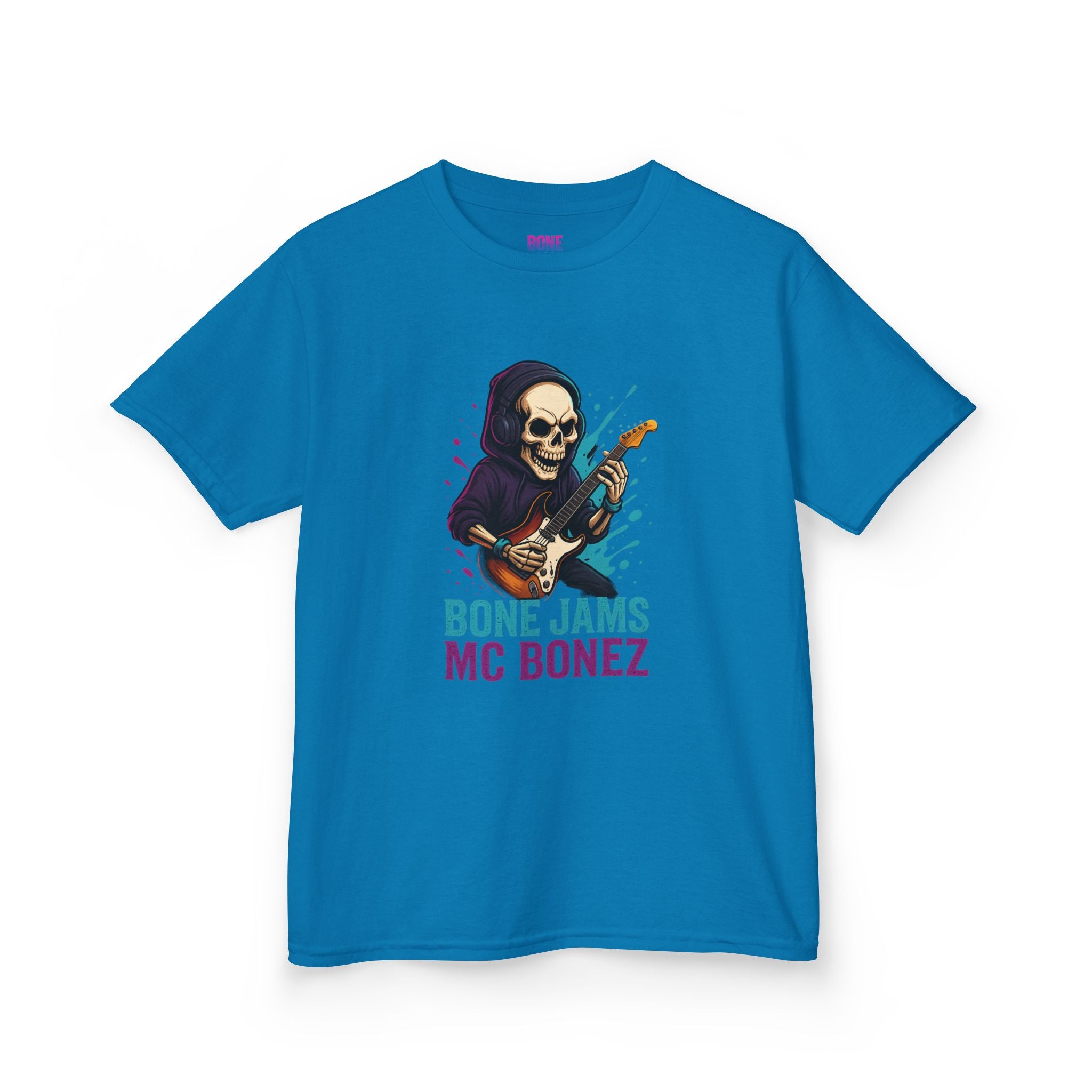 Bone Jams MC Bonez, Kids Tee | Guitar Edition | Cool Graphic Tee, Music Fan Shirt, Unique Gift for Young Musicians