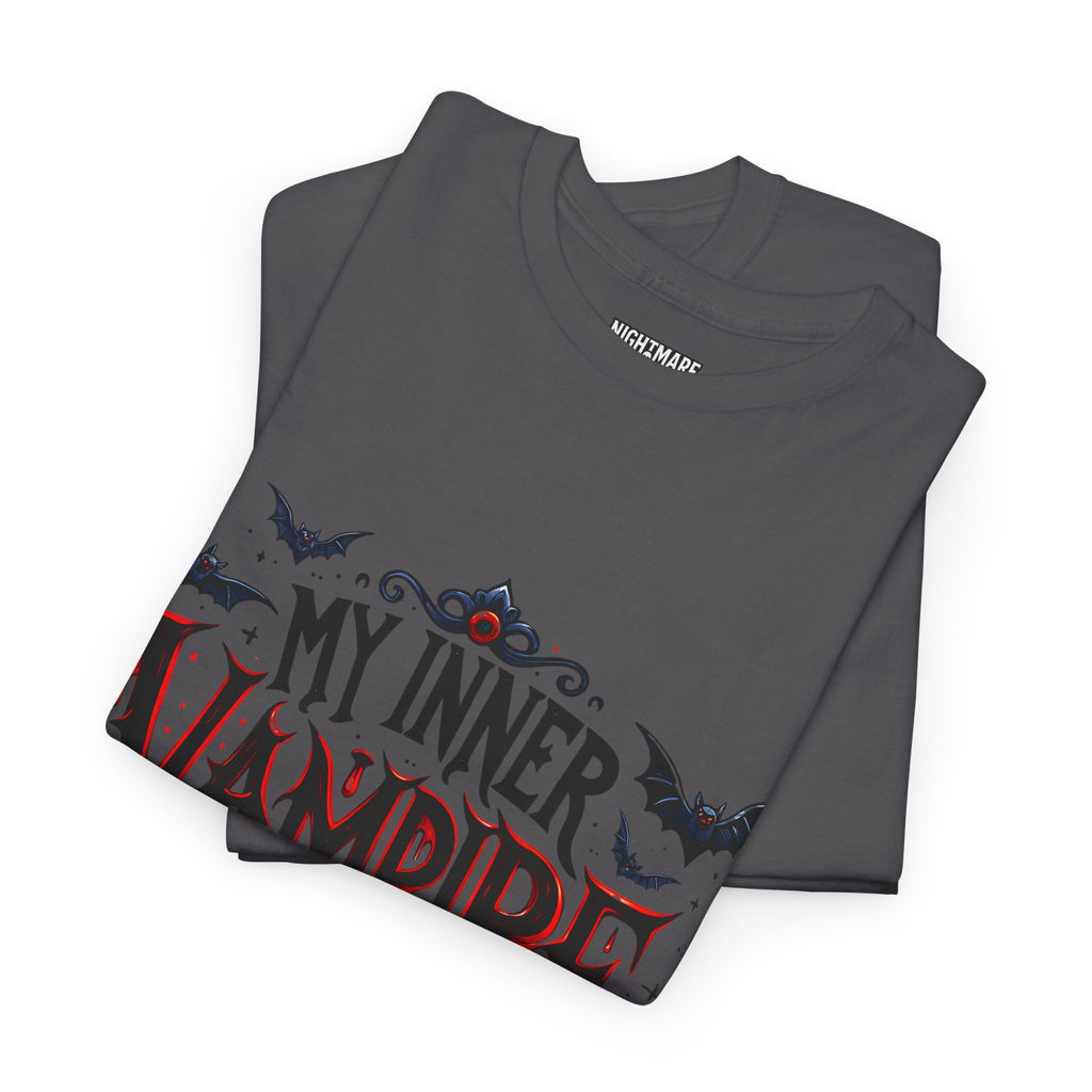 My Inner Vampire Hates Mornings, Tee - Unisex Heavy Cotton Shirt for Halloween, Gifts, Casual Wear, Funny T-Shirt, Vampire Lover Apparel