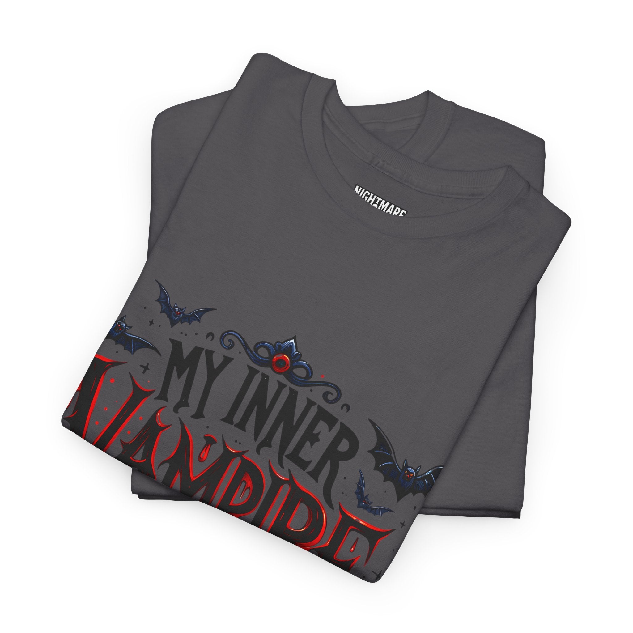 My Inner Vampire Hates Mornings, Tee - Unisex Heavy Cotton Shirt for Halloween, Gifts, Casual Wear, Funny T-Shirt, Vampire Lover Apparel