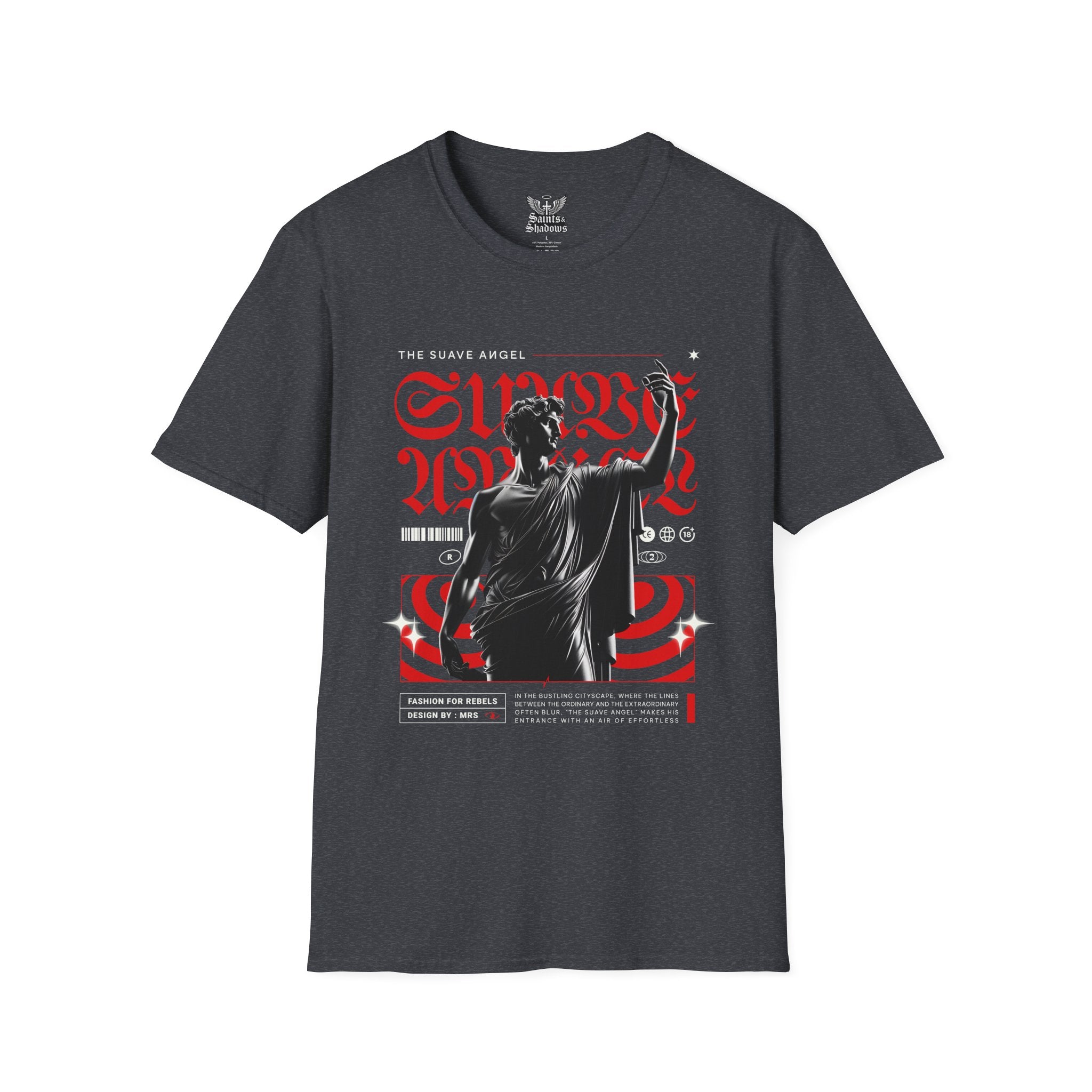 Saints and Shadows - The Suave Angel, Angelic Artwork Unisex Softstyle T-Shirt, Casual Wear
