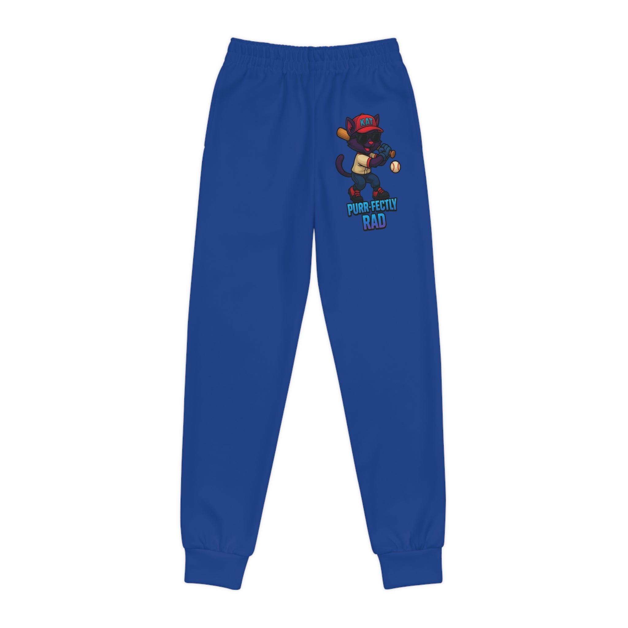 DJ KAT PAWS Purr-fectly Rad Baseball Youth Joggers | Fun, Sporty Kids Activewear, Motivational Sports Pants, Gift for Young Athletes