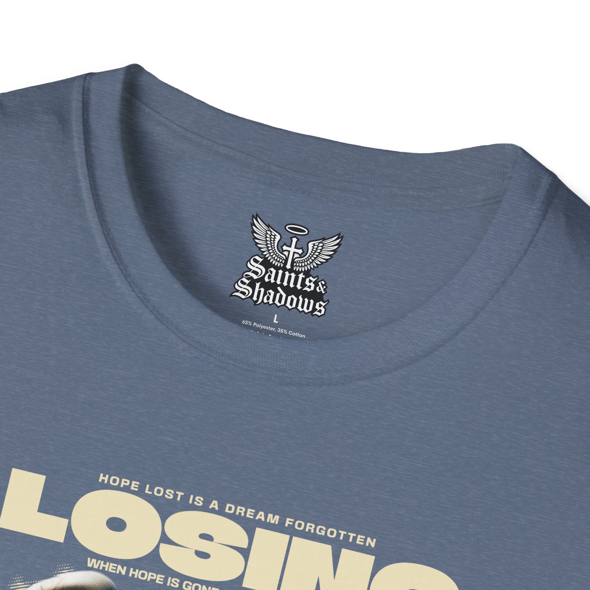 Saints and Shadows - Losing Hope, Angelic Artwork Unisex Softstyle T-Shirt, Casual Wear