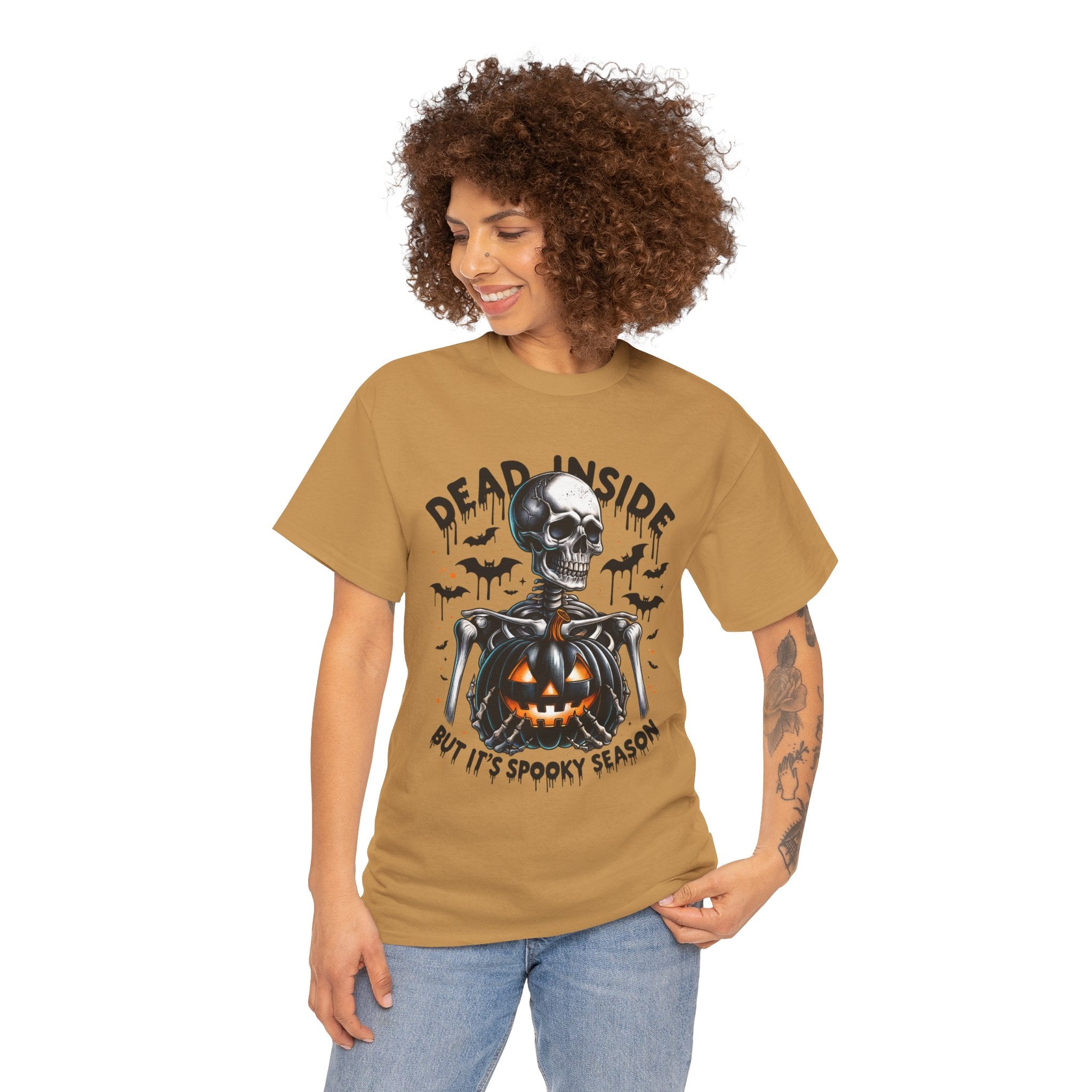 Dead Inside, Spooky Season Tee, Unisex Heavy Cotton T-Shirt, Halloween Shirt, Fun Casual Wear, Graphic Tee, Gift for Halloween Lovers