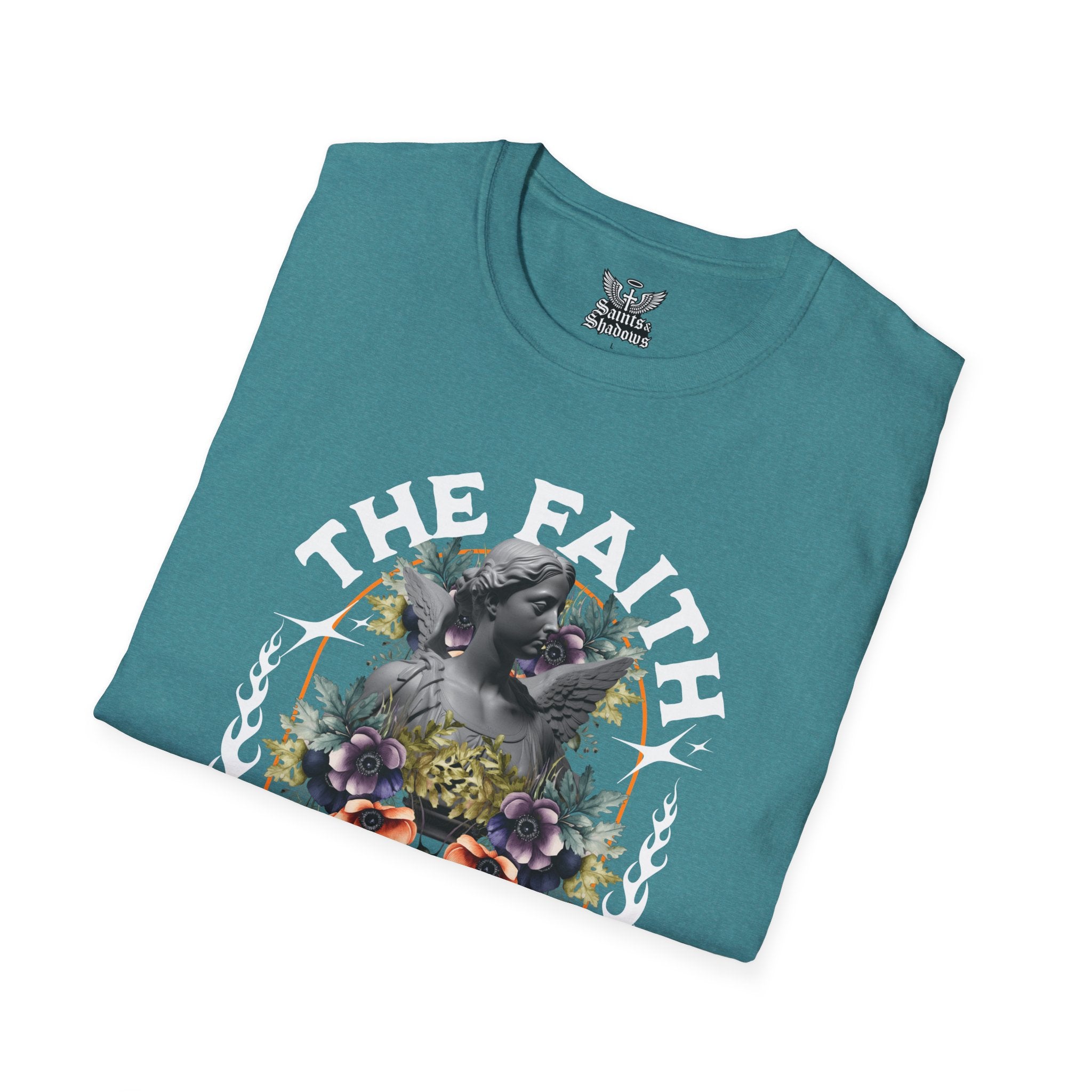 Saints and Shadows - The Faith Never Fail, Angelic Artwork Unisex Softstyle T-Shirt, Casual Wear