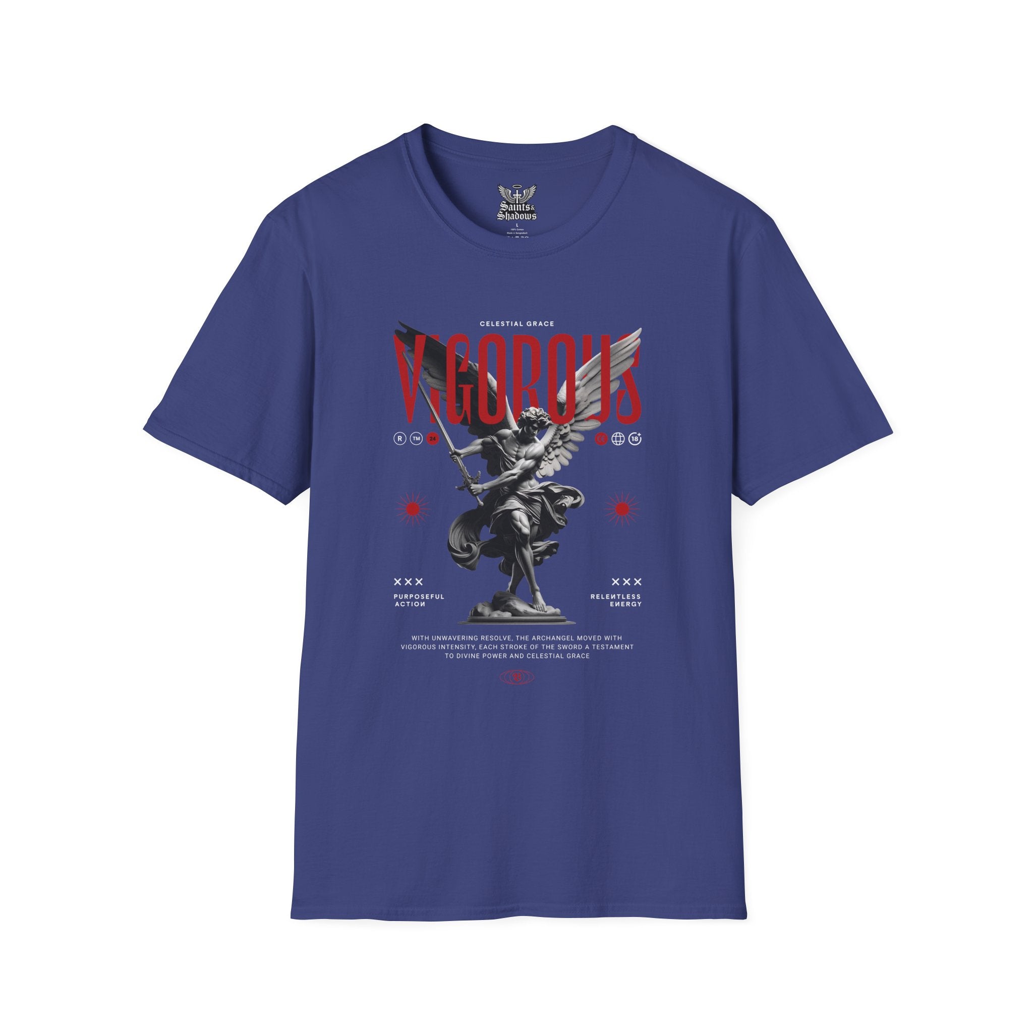 Saints and Shadows - Vigorous, Angelic Artwork Unisex Softstyle T-Shirt, Casual Wear