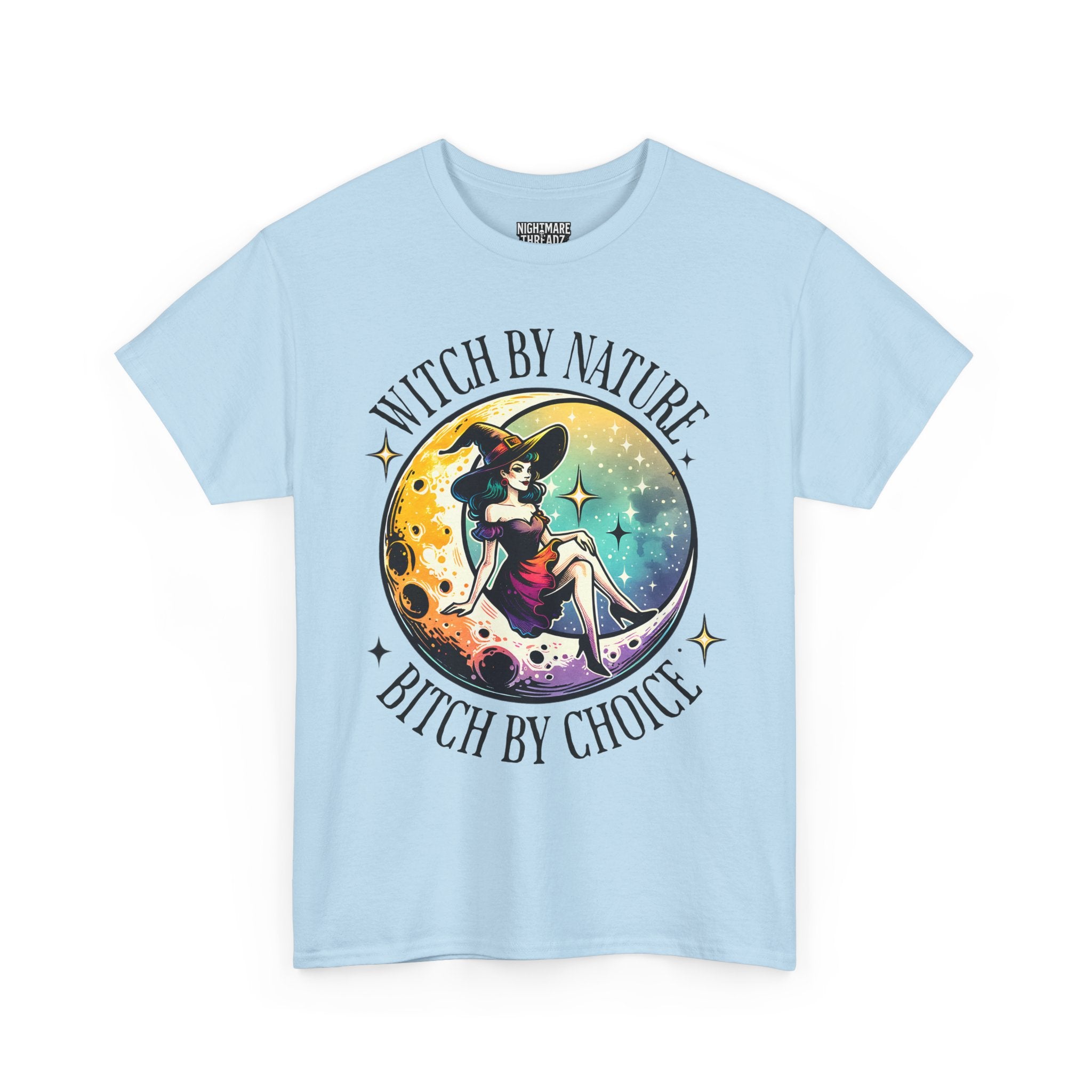 Witchy Cotton Tee - "Witch by Nature, Bitch by Choice" | Unisex Tee for Spooky Season, Boho Fashion, Festival Wear, Gift for Witches
