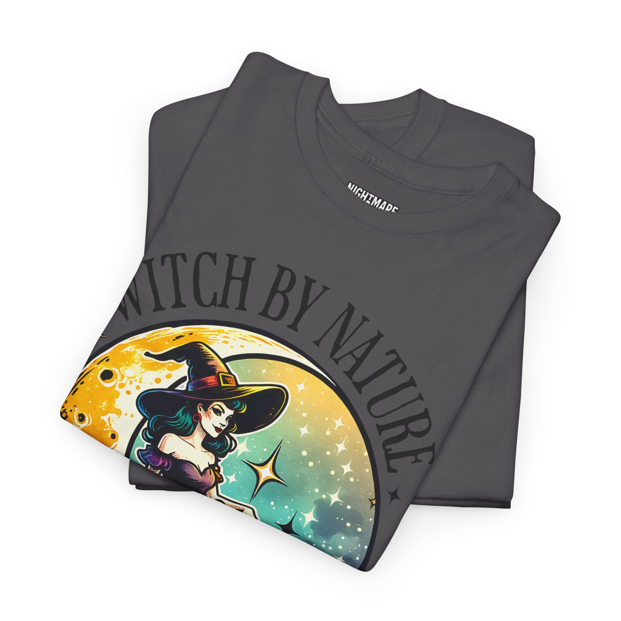 Witchy Cotton Tee - "Witch by Nature, Bitch by Choice" | Unisex Tee for Spooky Season, Boho Fashion, Festival Wear, Gift for Witches