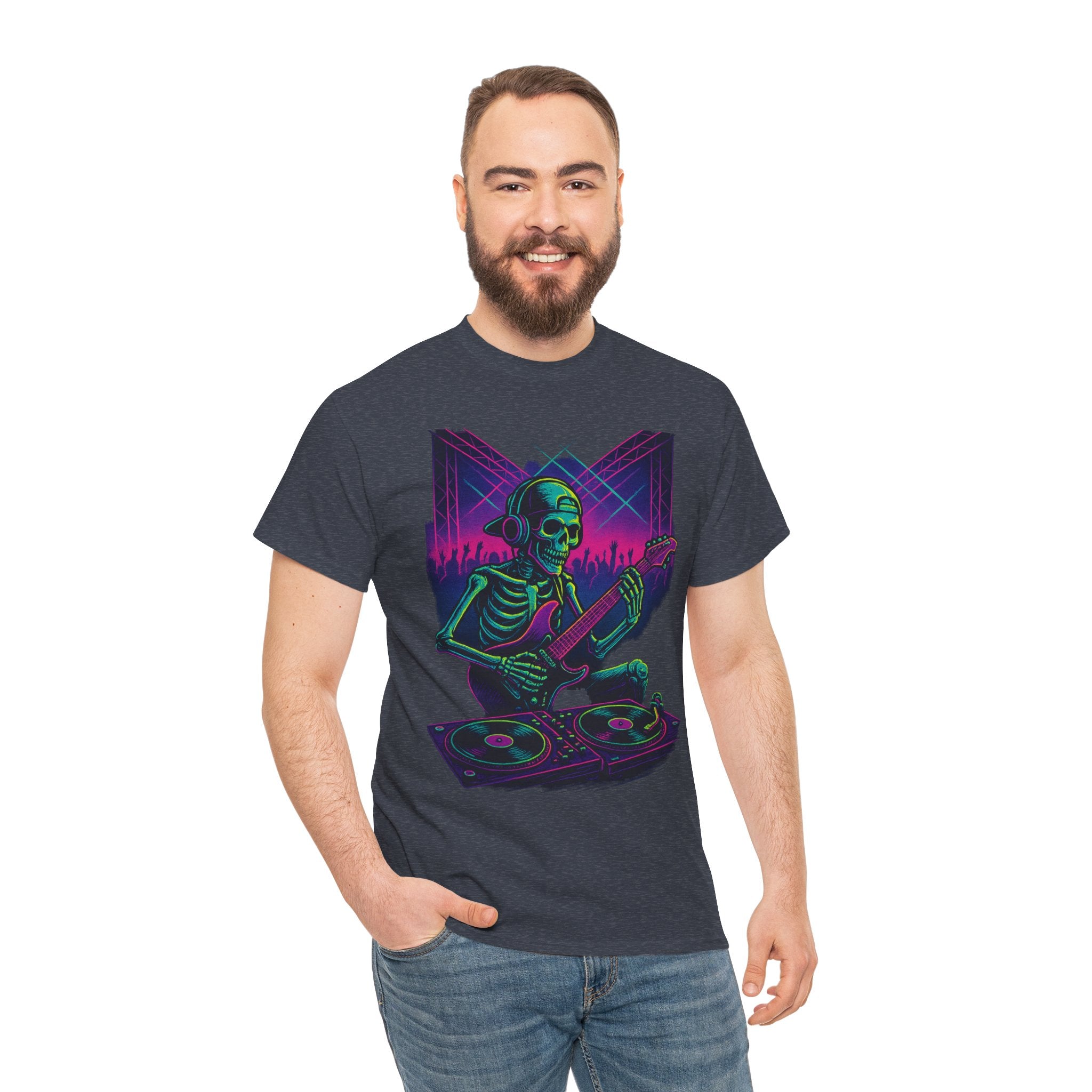 Bone Jams Rockin’ Skeleton, Tee | Loud Enough to Wake the Dead | Unisex Cotton Shirt for Music Lovers, Concerts, Halloween, Gifts
