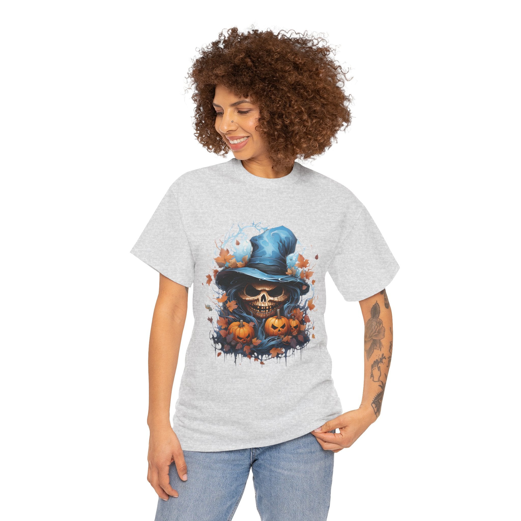 Skull Witch Unhappy Halloween Tee - Halloween Shirt, Spooky Tee, Pumpkin Shirt, Fall Apparel, Costume Top