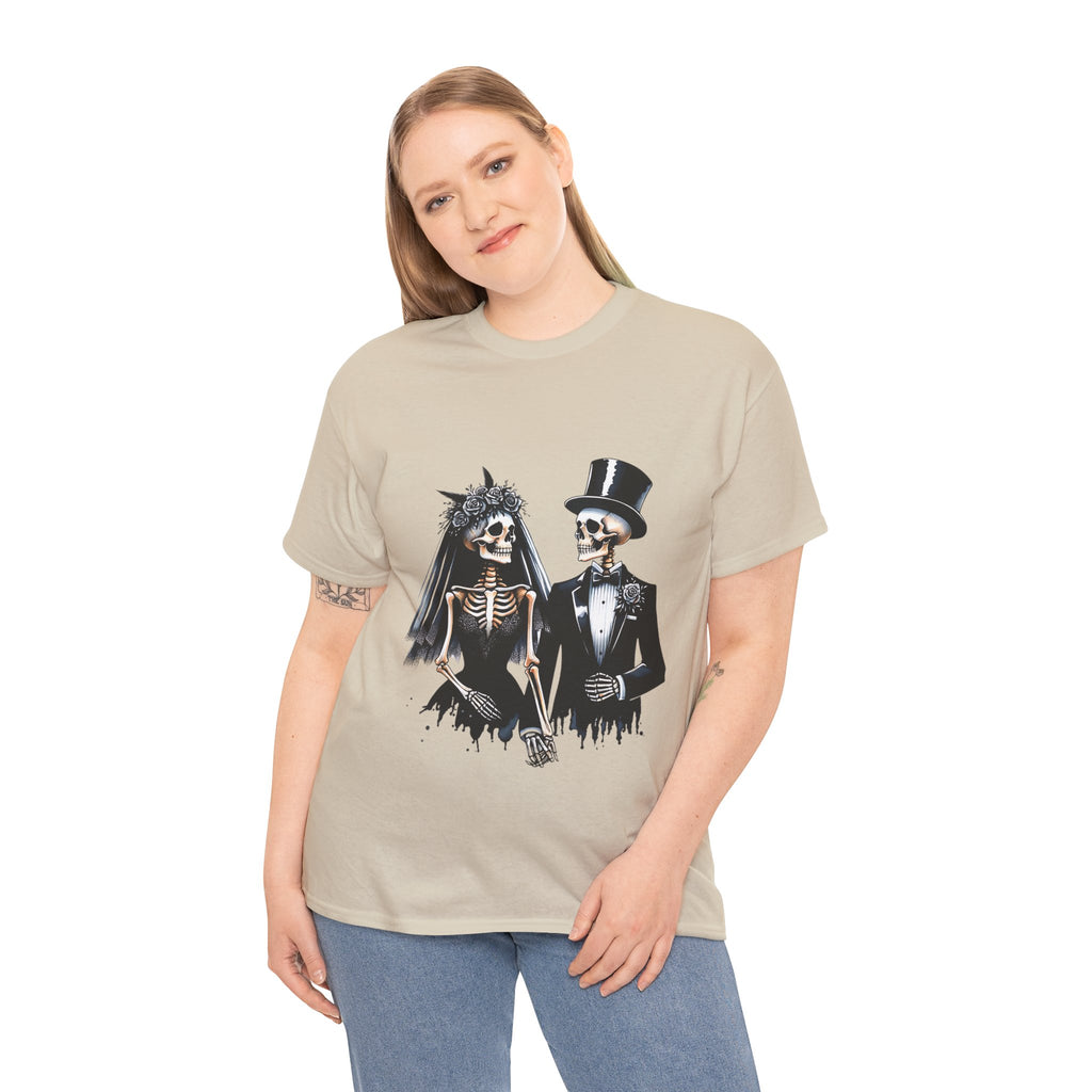 Skeleton Bride and Groom Wedding Tee - Horror Graphic Tee, Unisex Cotton Shirt, Halloween Costume, Horror Movie Gift, Spooky T-Shirt, Horror Fan Apparel