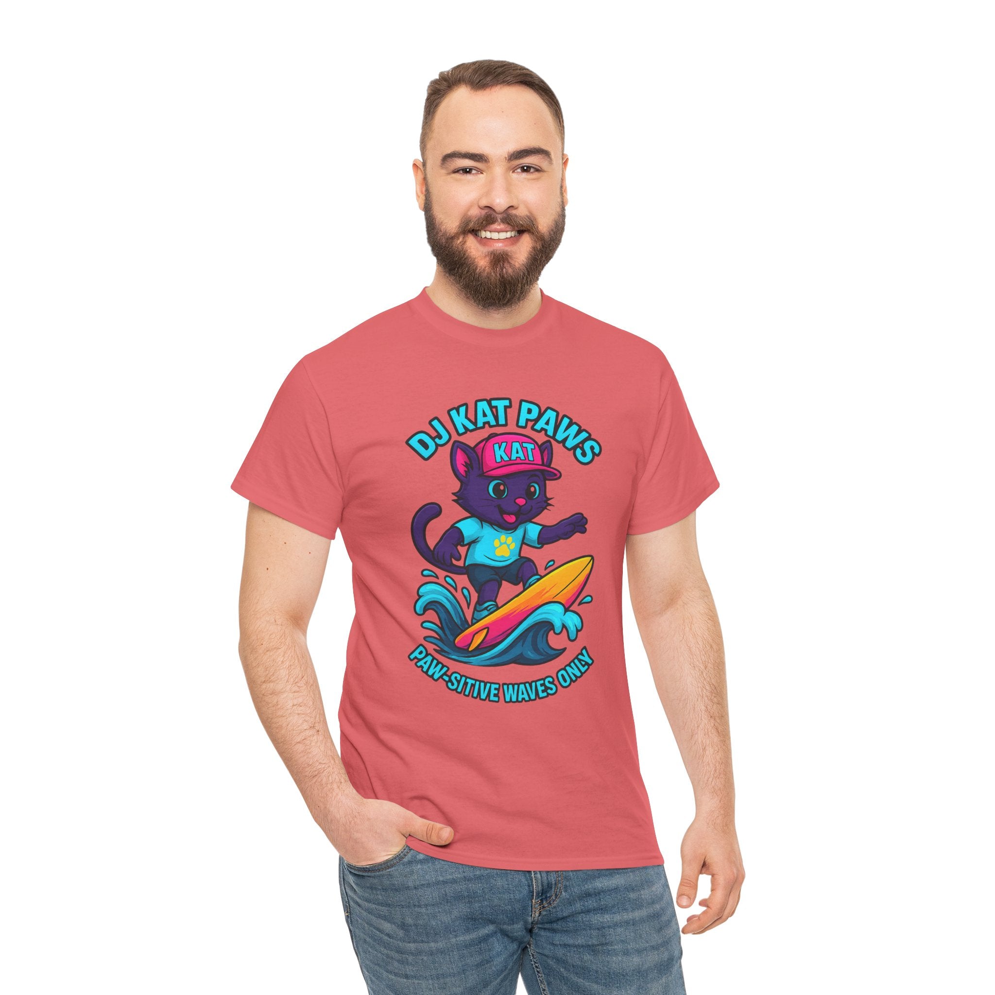 DJ KAT PAWS Paw-sitive Waves Only Surfing Tee