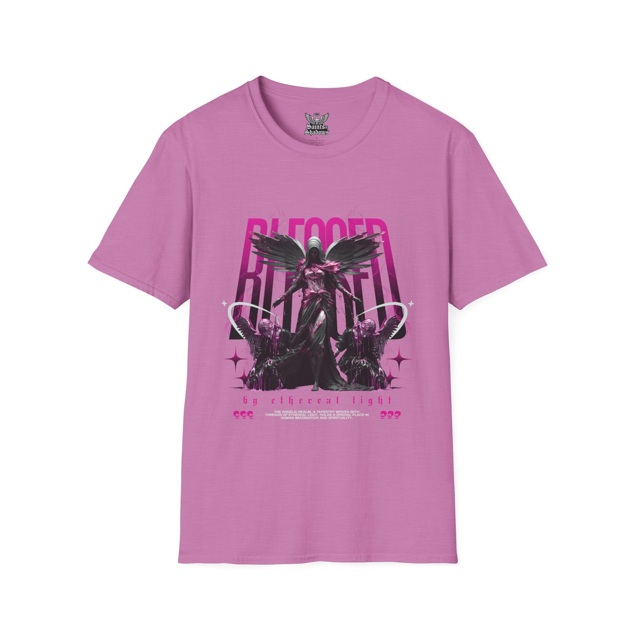 Saints and Shadows - Bleeded Art, Angelic Artwork Unisex Softstyle T-Shirt, Casual Wear