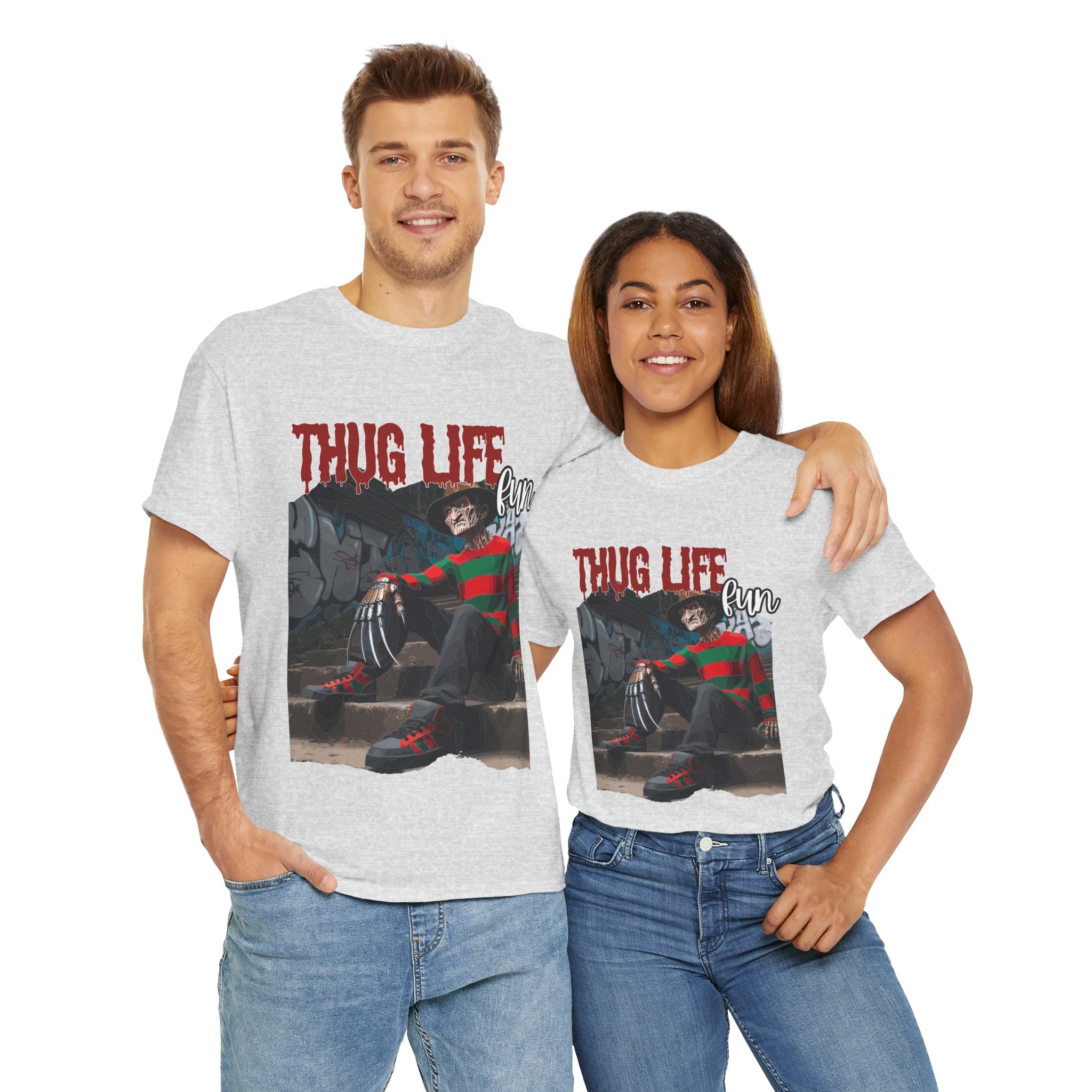 Freddie Kruger, Thug Life Tee - Horror Graphic Tee, Unisex Cotton Shirt, Halloween Costume, Horror Movie Gift