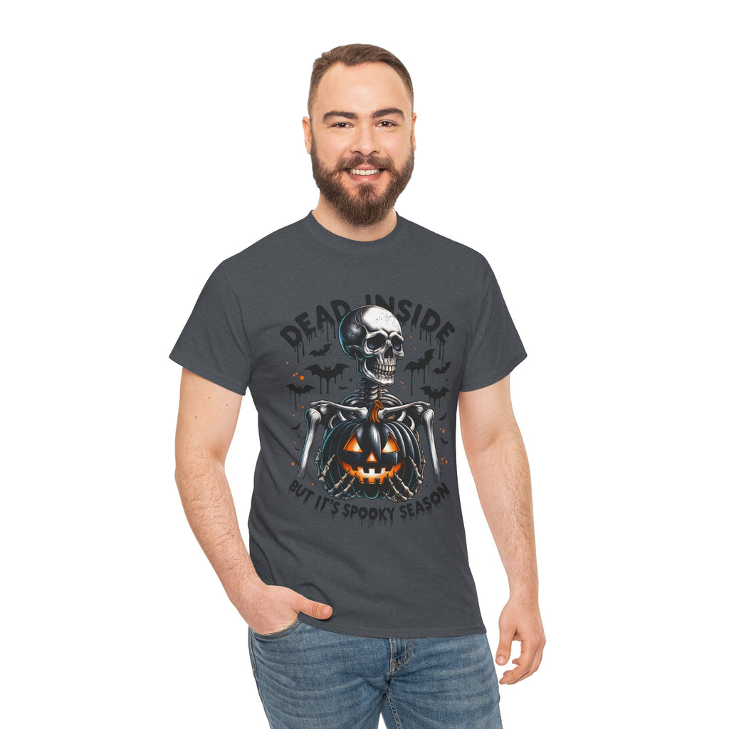 Dead Inside, Spooky Season Tee, Unisex Heavy Cotton T-Shirt, Halloween Shirt, Fun Casual Wear, Graphic Tee, Gift for Halloween Lovers