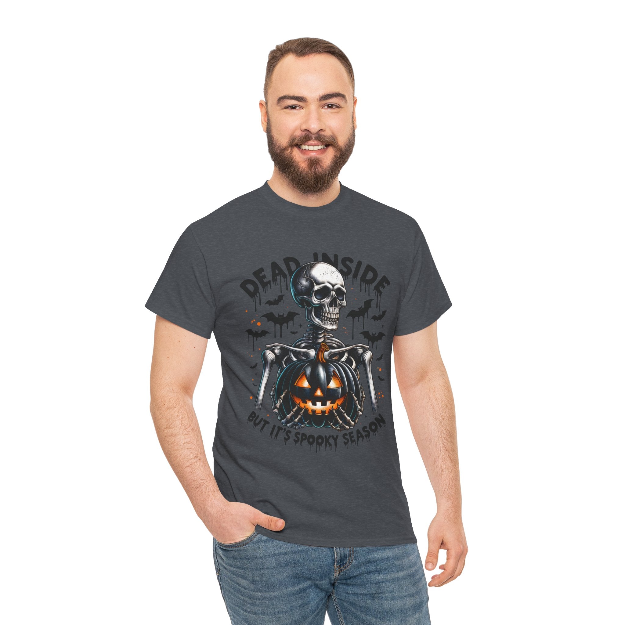 Dead Inside, Spooky Season Tee, Unisex Heavy Cotton T-Shirt, Halloween Shirt, Fun Casual Wear, Graphic Tee, Gift for Halloween Lovers