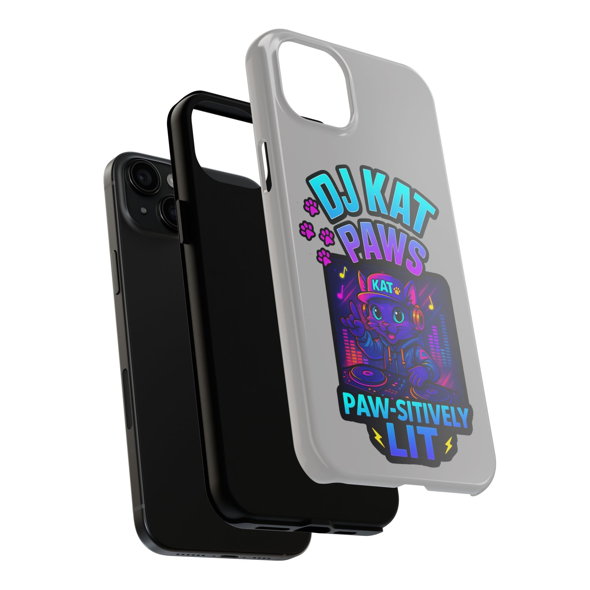 DJ KAT PAWS - Paw-sitively LIT | Tough Phone Cases - Unique Gift for Cat Lovers, Funny Phone Accessory, Music Lover's Case, Pet Owner Present