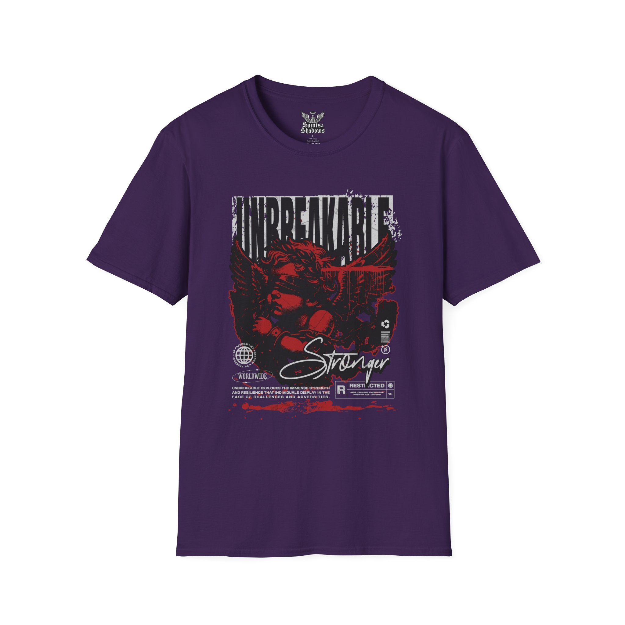 Saints and Shadows - Unbreakabe Strength, Angelic Artwork Unisex Softstyle T-Shirt, Casual Wear