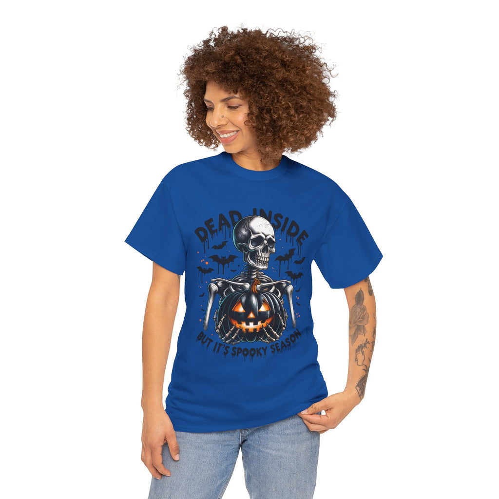 Dead Inside, Spooky Season Tee, Unisex Heavy Cotton T-Shirt, Halloween Shirt, Fun Casual Wear, Graphic Tee, Gift for Halloween Lovers