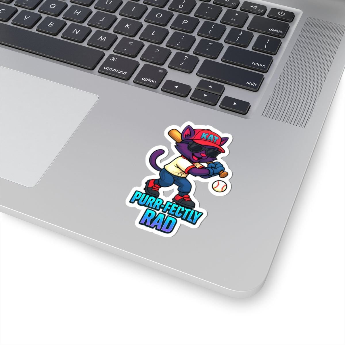 DJ KAT PAWS – Purr-fectly Rad | Cat-Themed Kiss-Cut Stickers, Laptop Decals for Cat Lovers, Fun Gift for Baseball Fans & Wall Decor