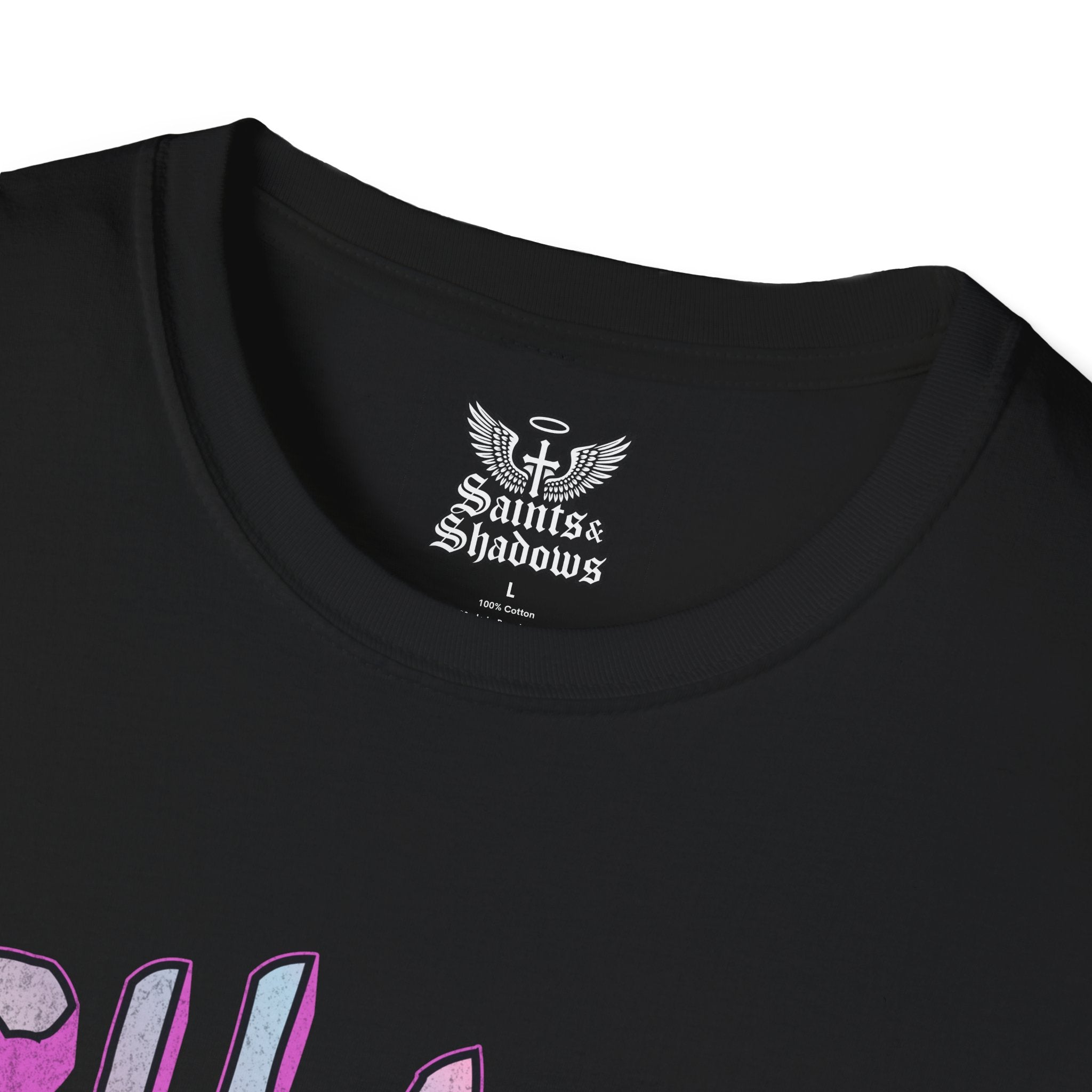 Saints and Shadows - Chaos, Angelic Artwork Unisex Softstyle T-Shirt, Casual Wear