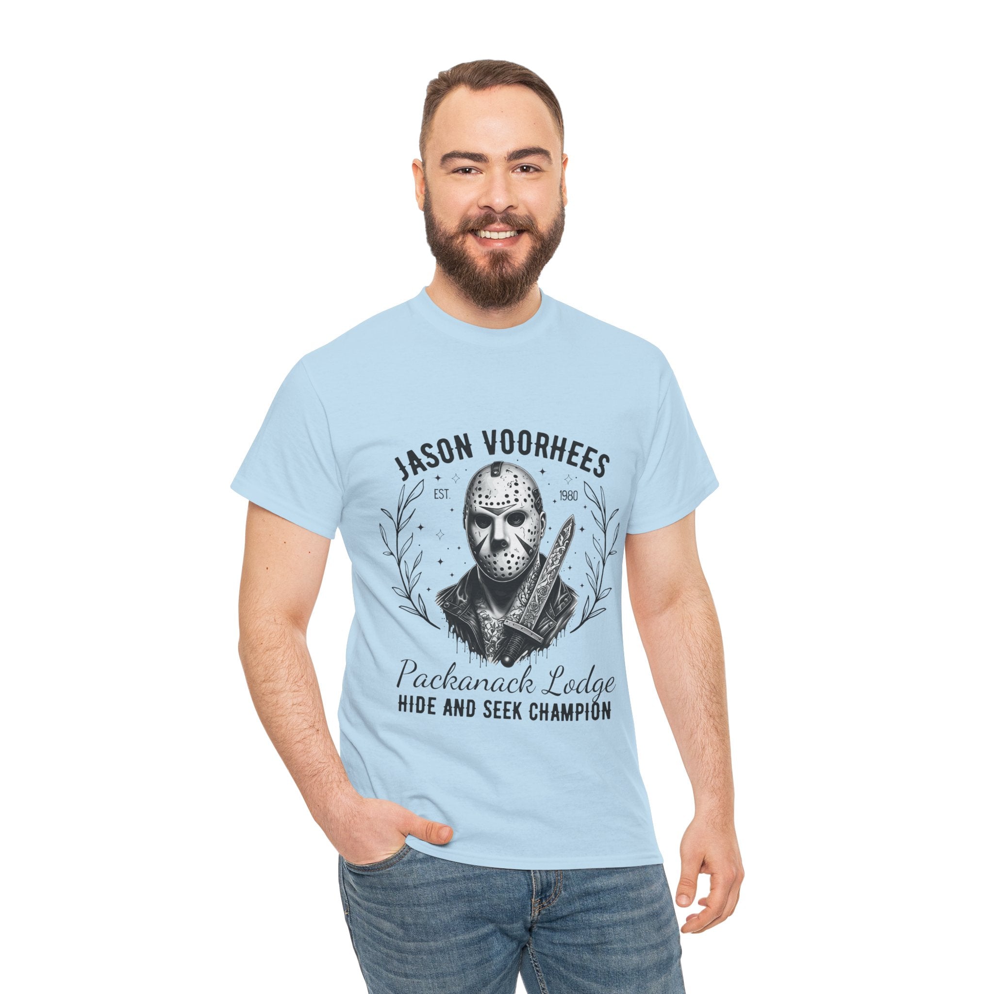 Jason Voorhees 'Hide and Seek Champion'  - Horror Graphic Tee, Unisex Cotton Shirt, Halloween Costume, Horror Movie Gift, Spooky T-Shirt, Horror Fan Apparel