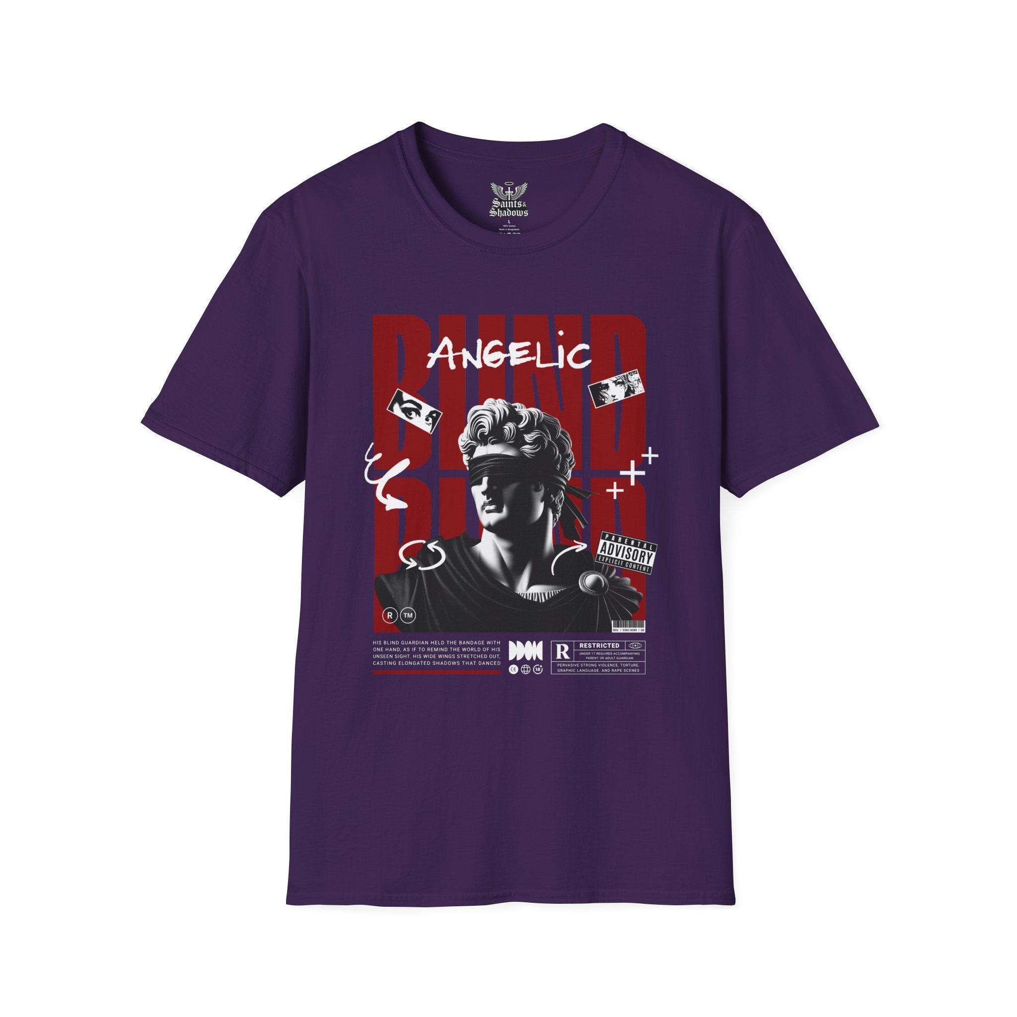 Saints and Shadows - Blind, Angelic Artwork Unisex Softstyle T-Shirt, Casual Wear