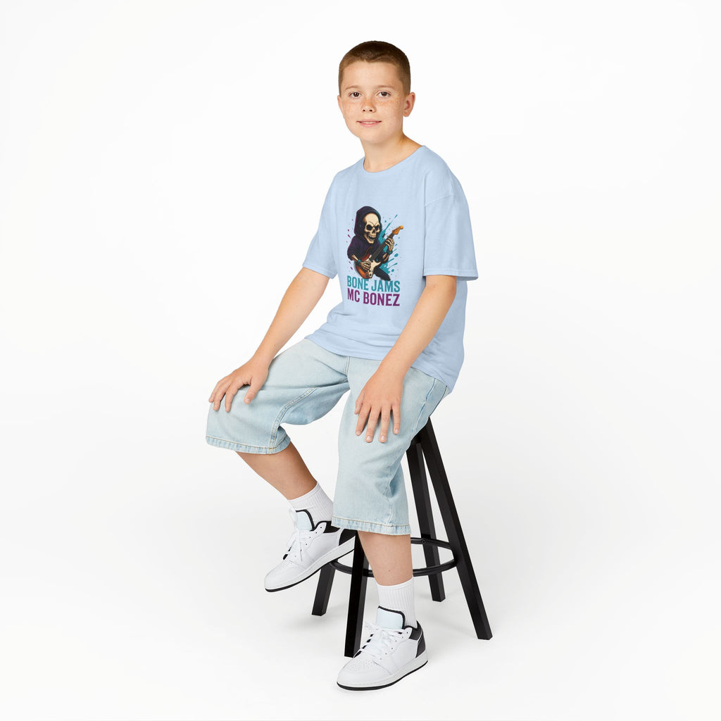 Bone Jams MC Bonez, Kids Tee | Guitar Edition | Cool Graphic Tee, Music Fan Shirt, Unique Gift for Young Musicians